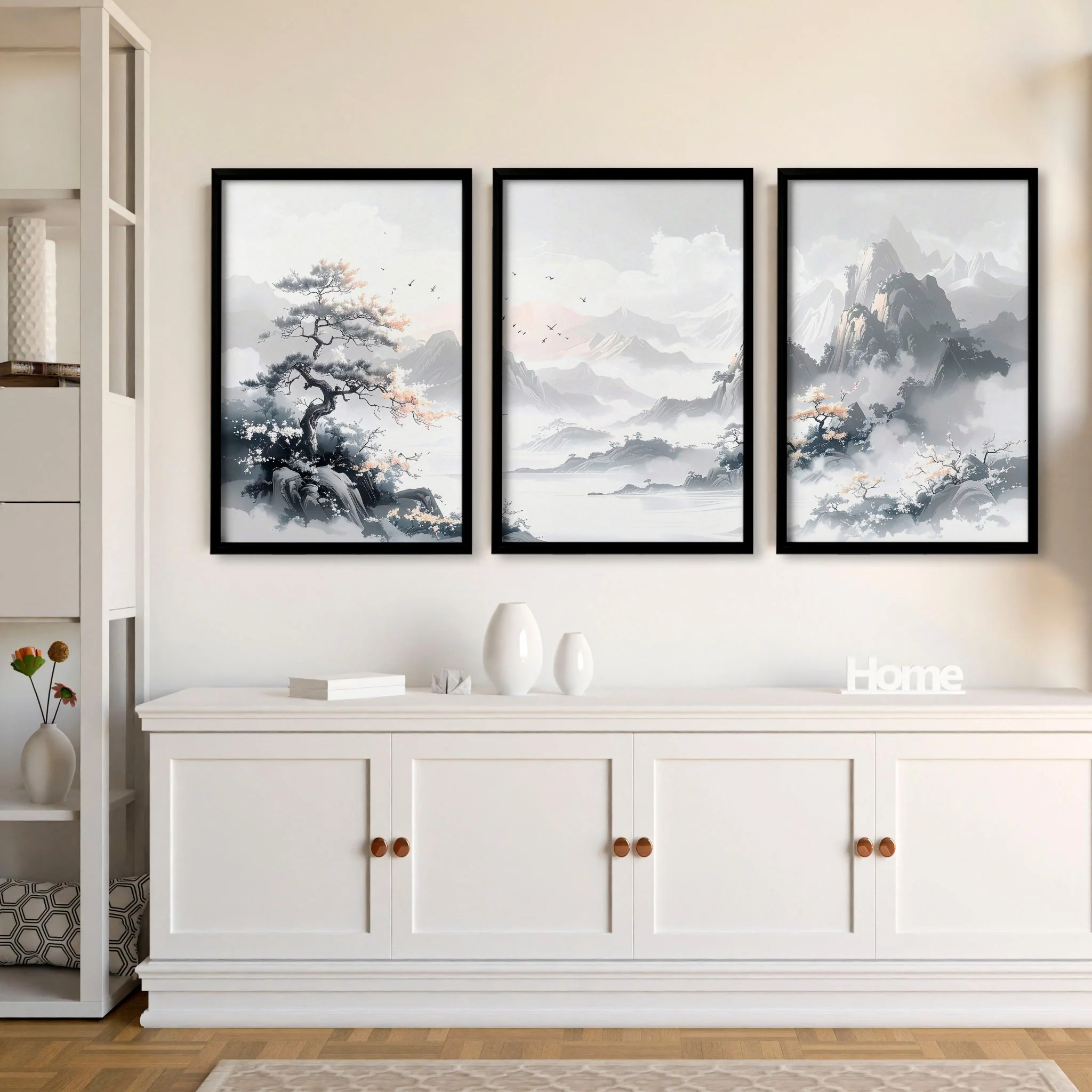 Modern Pictures For Living Room | Set of 3 Asian Inspired Wall art Prints - Image 8