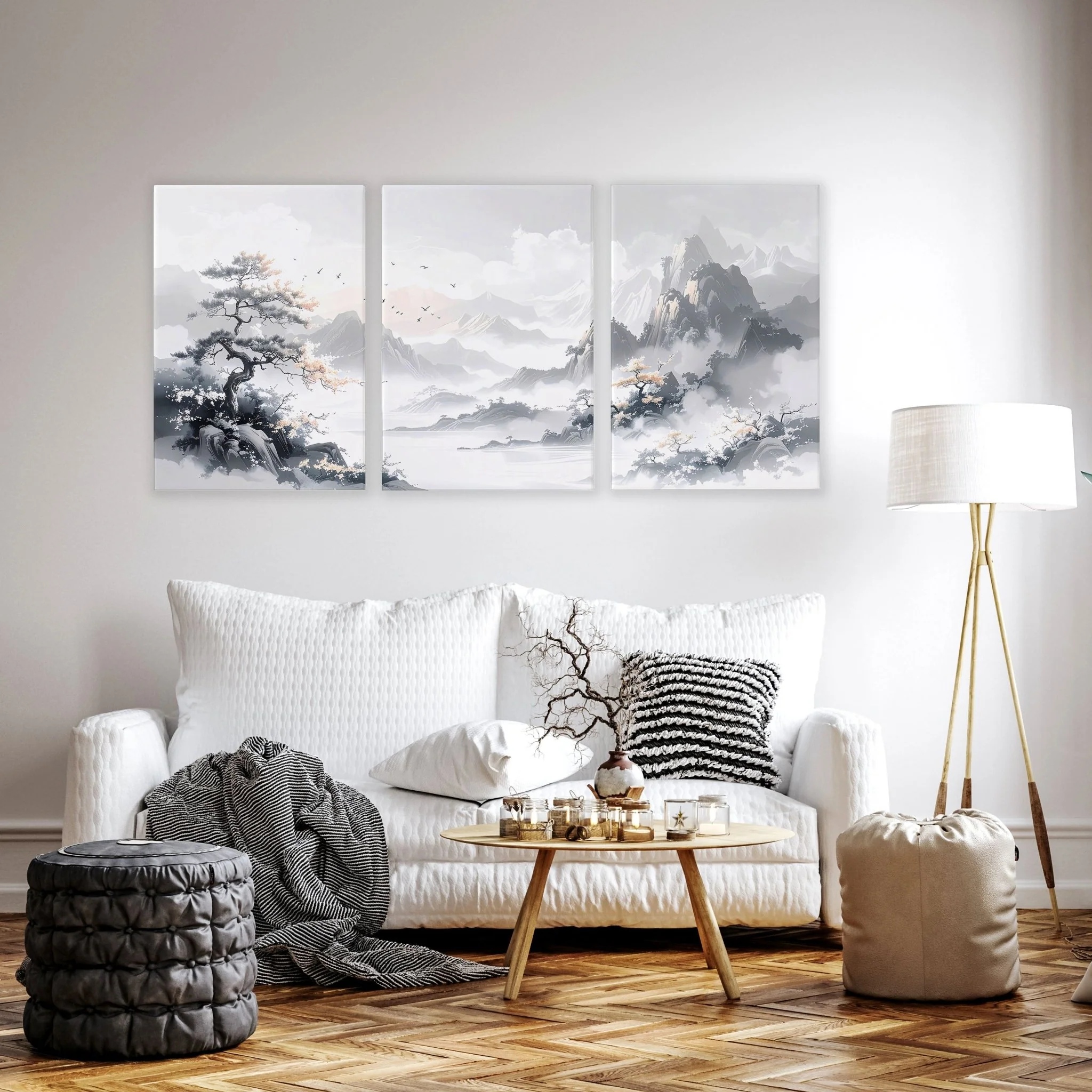 Modern Pictures For Living Room | Set of 3 Asian Inspired Wall art Prints - Image 9