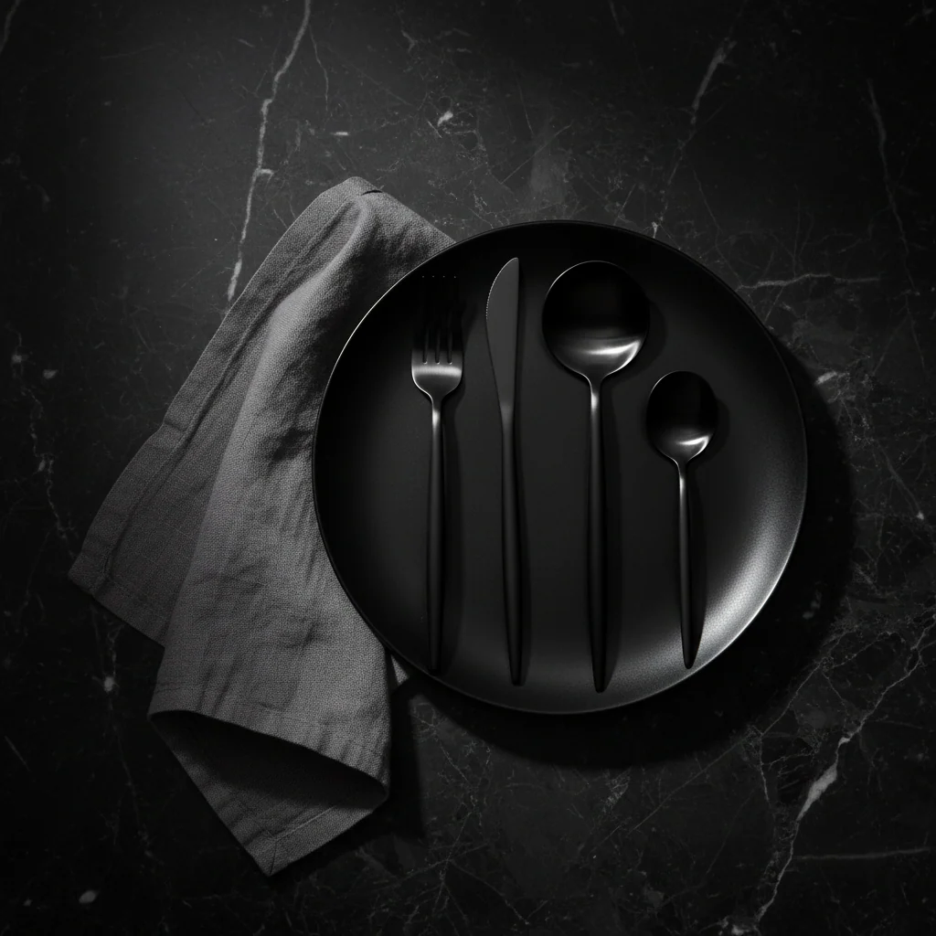 Modern Retro 16 Piece Matte Black Cutlery Set - Image 3
