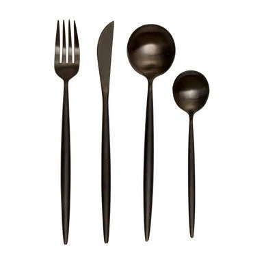 Modern Retro 16 Piece Matte Black Cutlery Set - Image 5