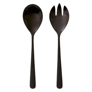 Modern Retro Matt Black 2 Piece Salad Servers - Image 5