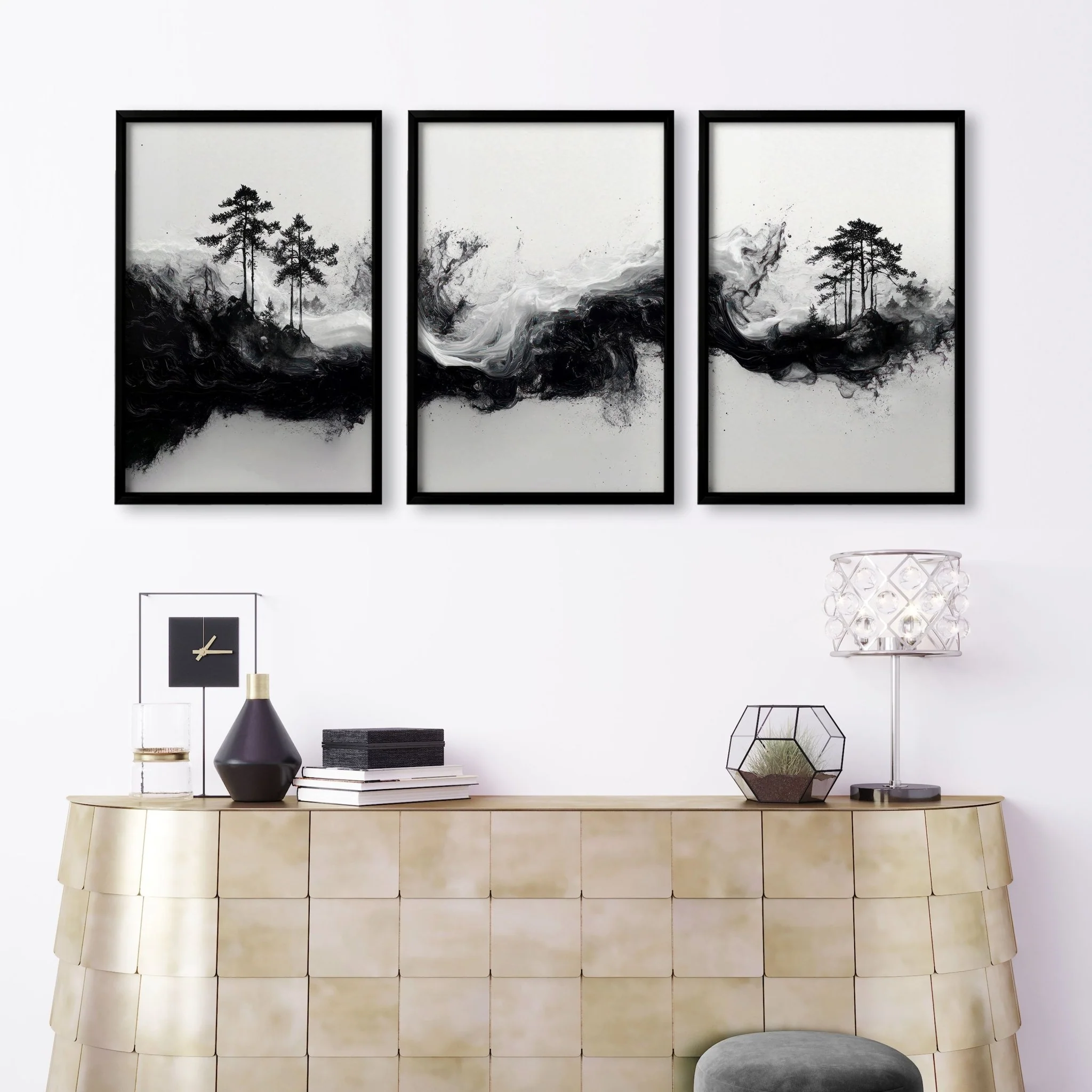 Modern Wall Art For Living Room | Set of 3 Asian Inspired Wall art Prints - Image 2