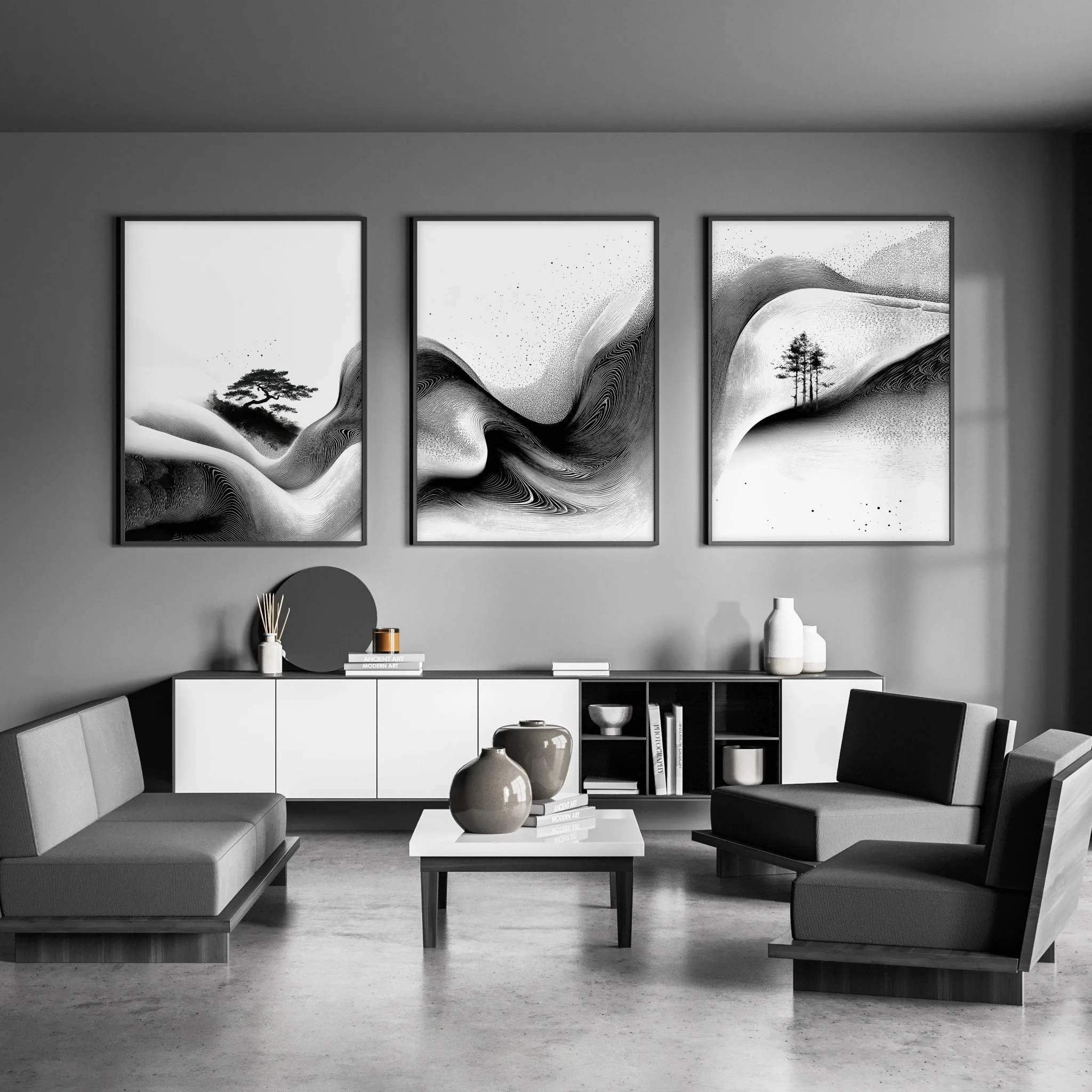 Modern Wall Art Living Room | Set of 3 Asian Inspired Wall art Prints - Image 10