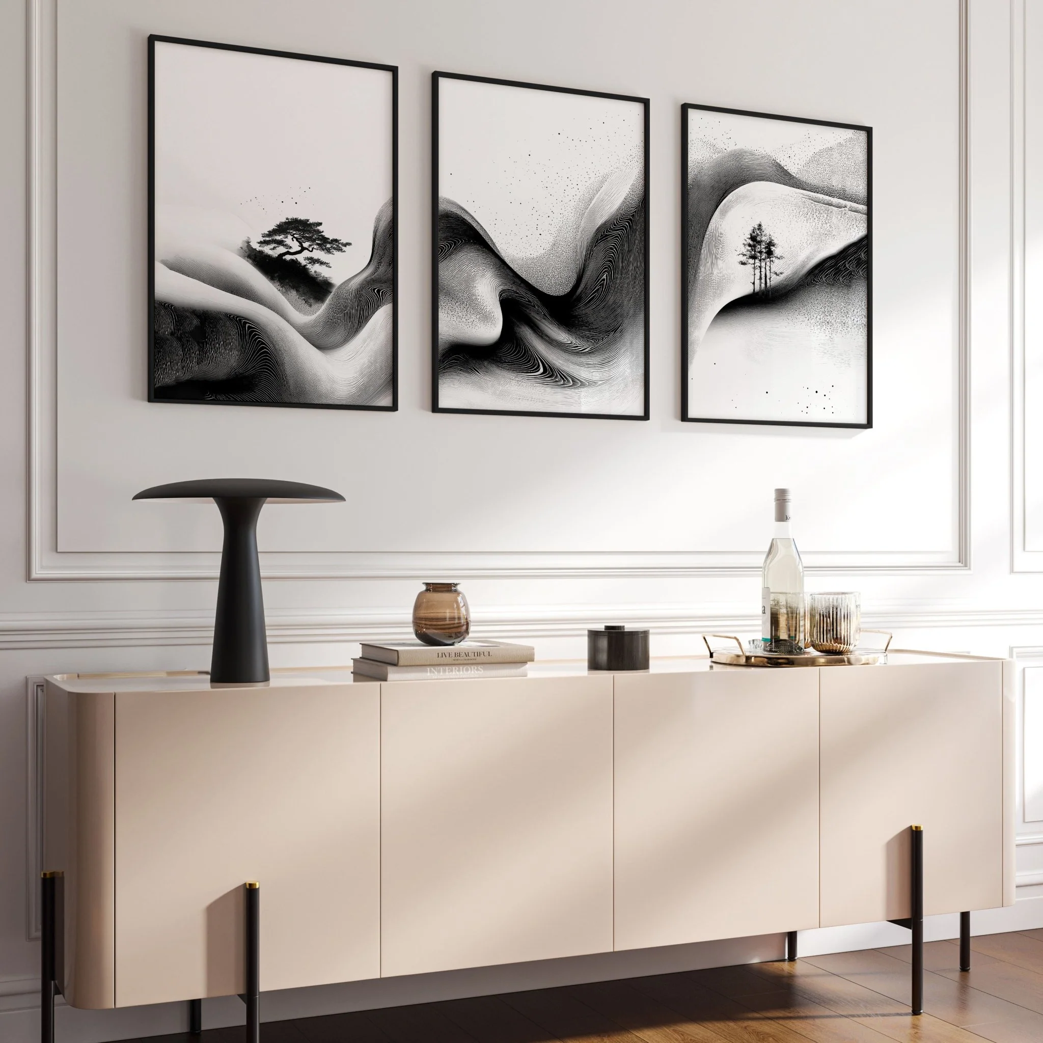 Modern Wall Art Living Room | Set of 3 Asian Inspired Wall art Prints - Image 13