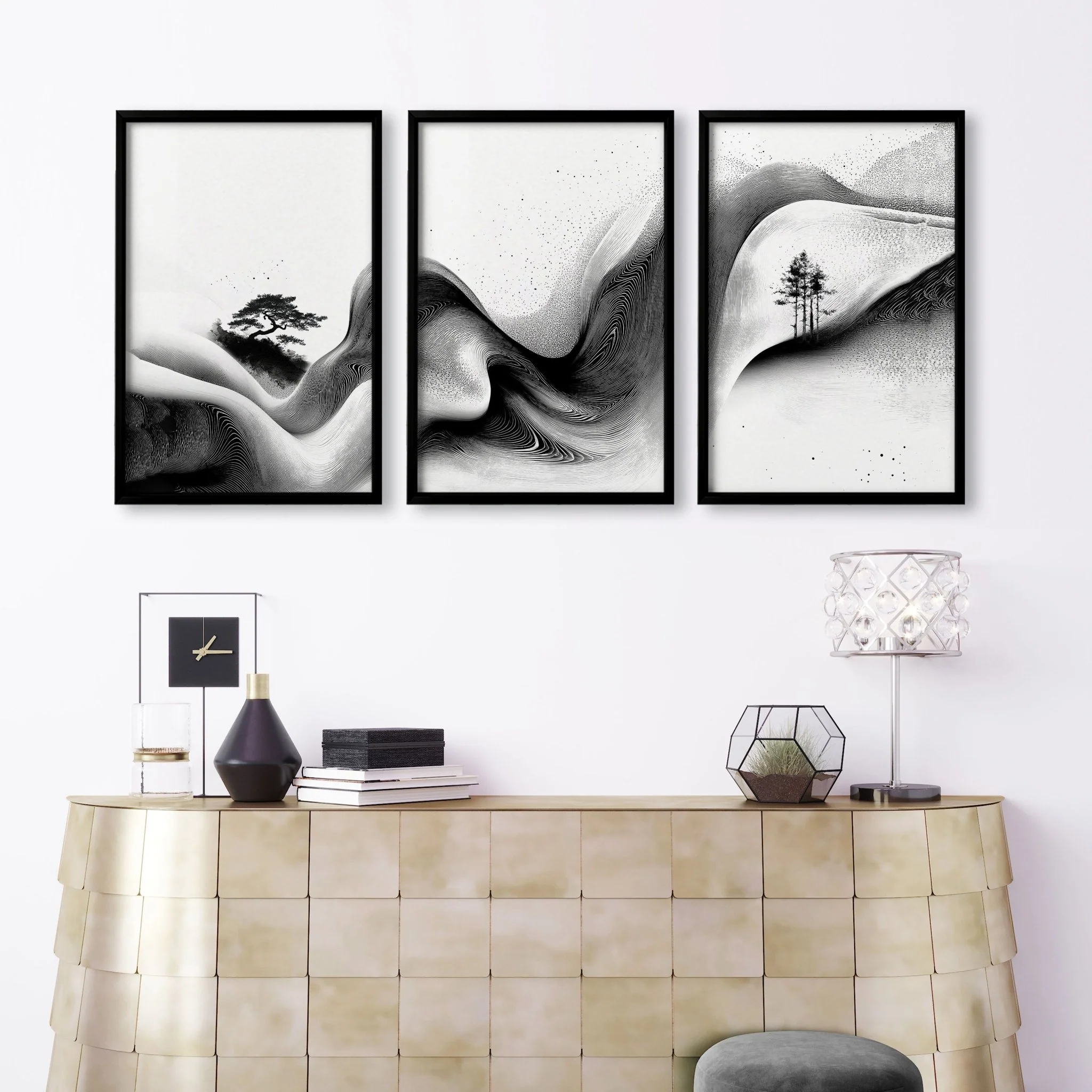 Modern Wall Art Living Room | Set of 3 Asian Inspired Wall art Prints - Image 3