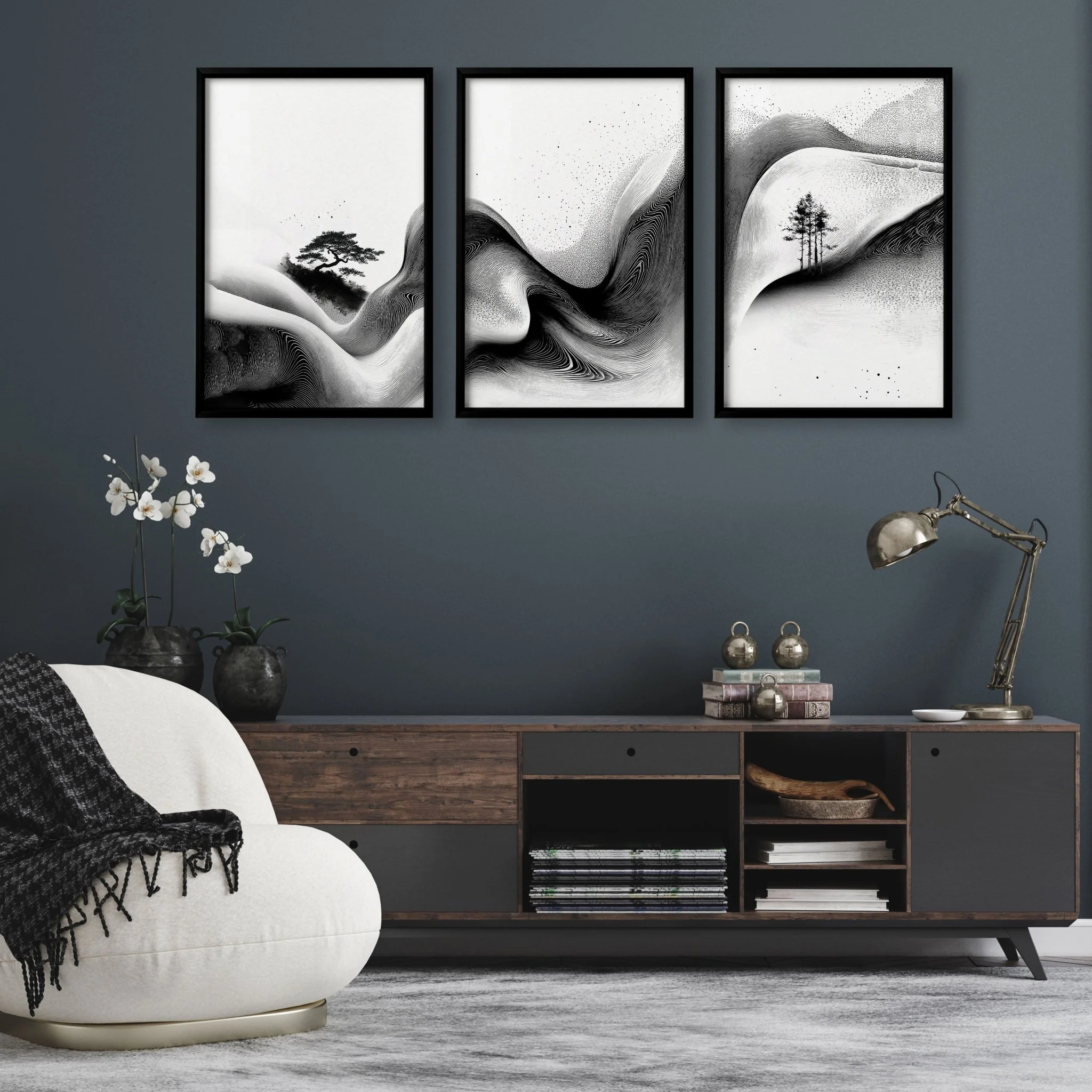Modern Wall Art Living Room | Set of 3 Asian Inspired Wall art Prints - Image 4