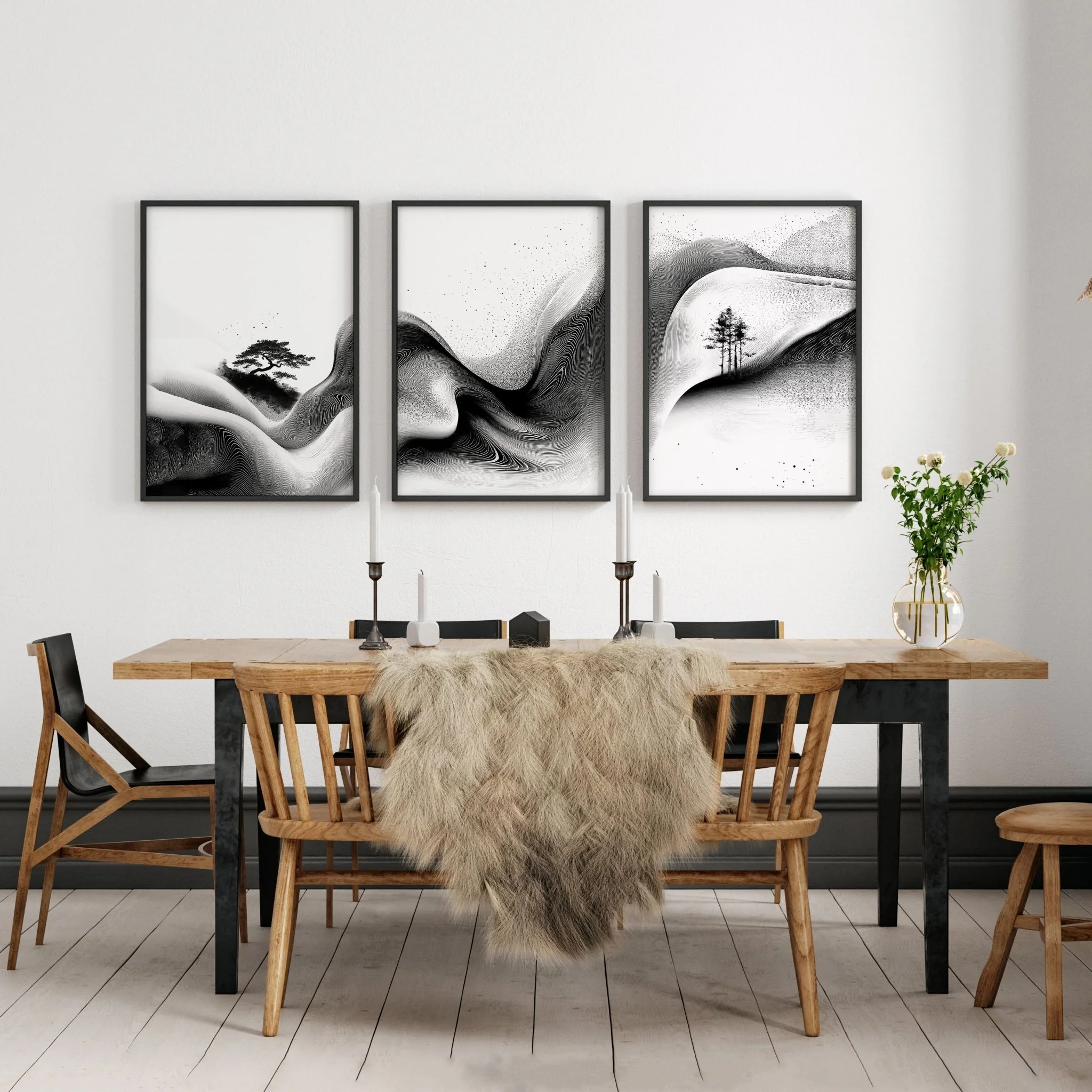 Modern Wall Art Living Room | Set of 3 Asian Inspired Wall art Prints - Image 5