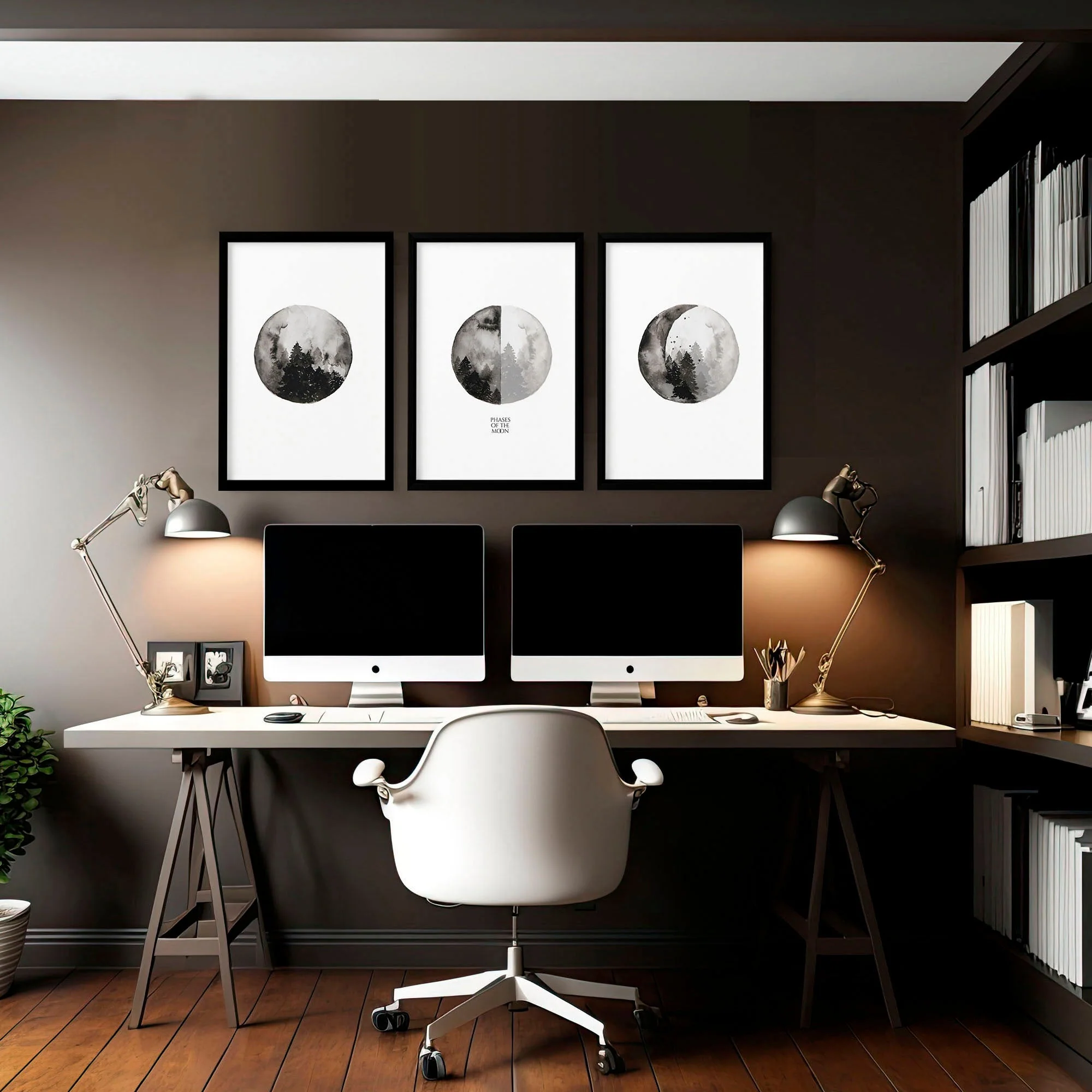 Moon phases wall art | Home office decor set of 3 prints - Image 3