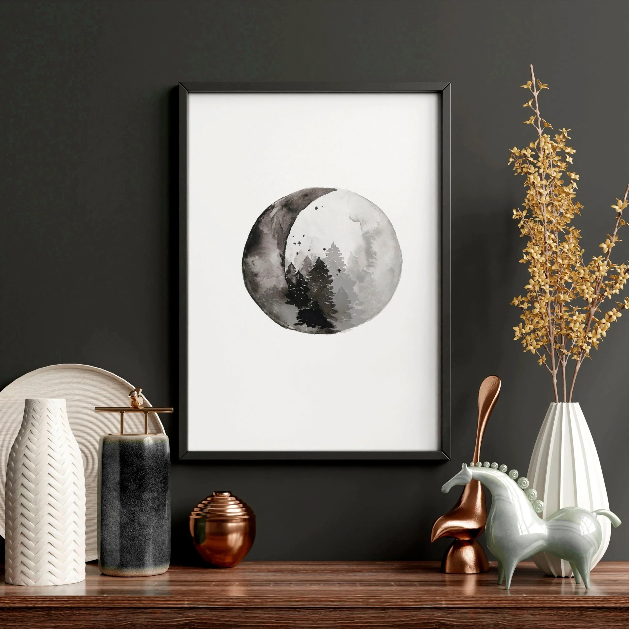 Moon phases wall art | Home office decor set of 3 prints - Image 6