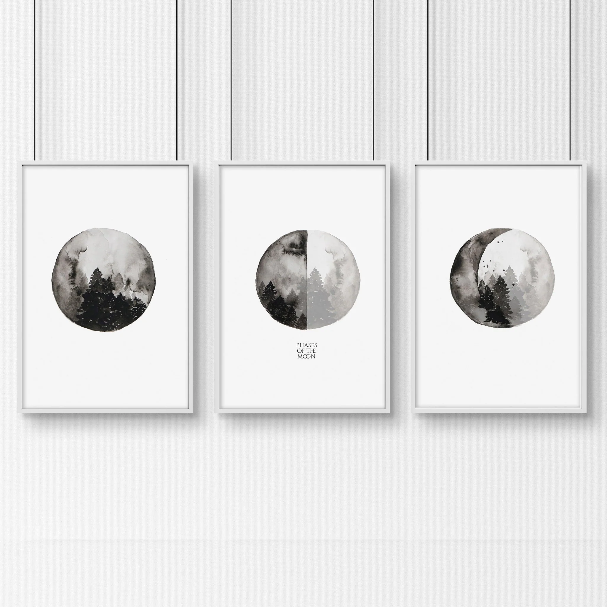 Moon phases wall art | Home office decor set of 3 prints - Image 8