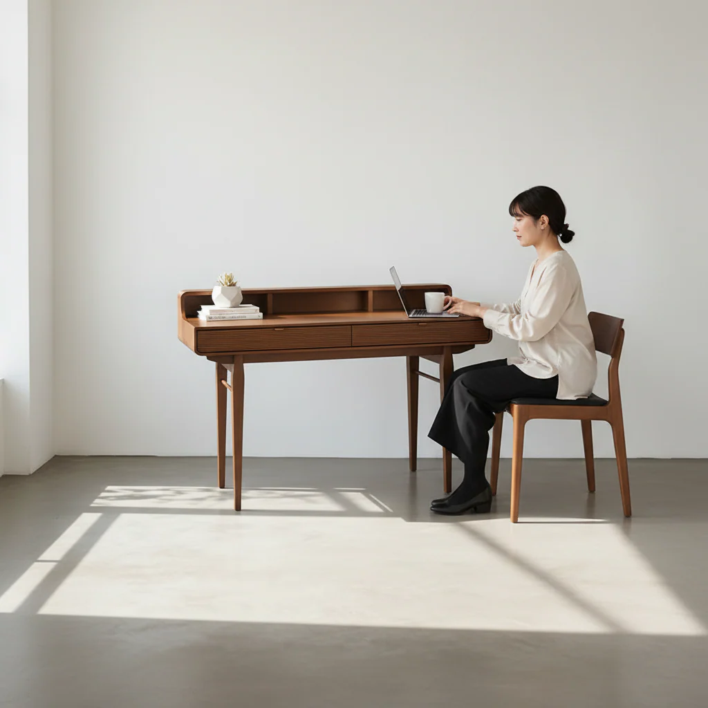 Moran Carved Office Desk, Solid Wood - Image 11