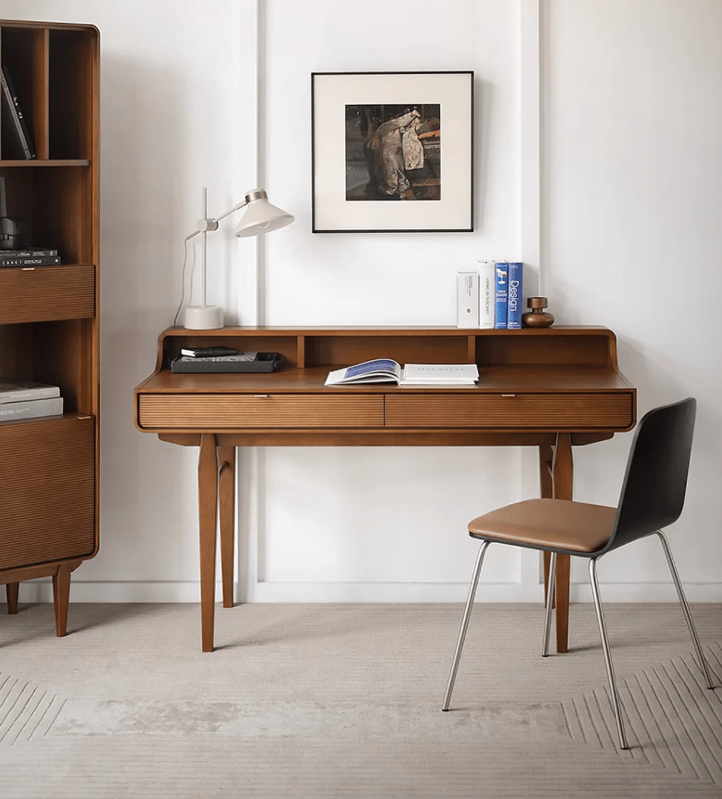 Moran Carved Office Desk, Solid Wood - Image 4