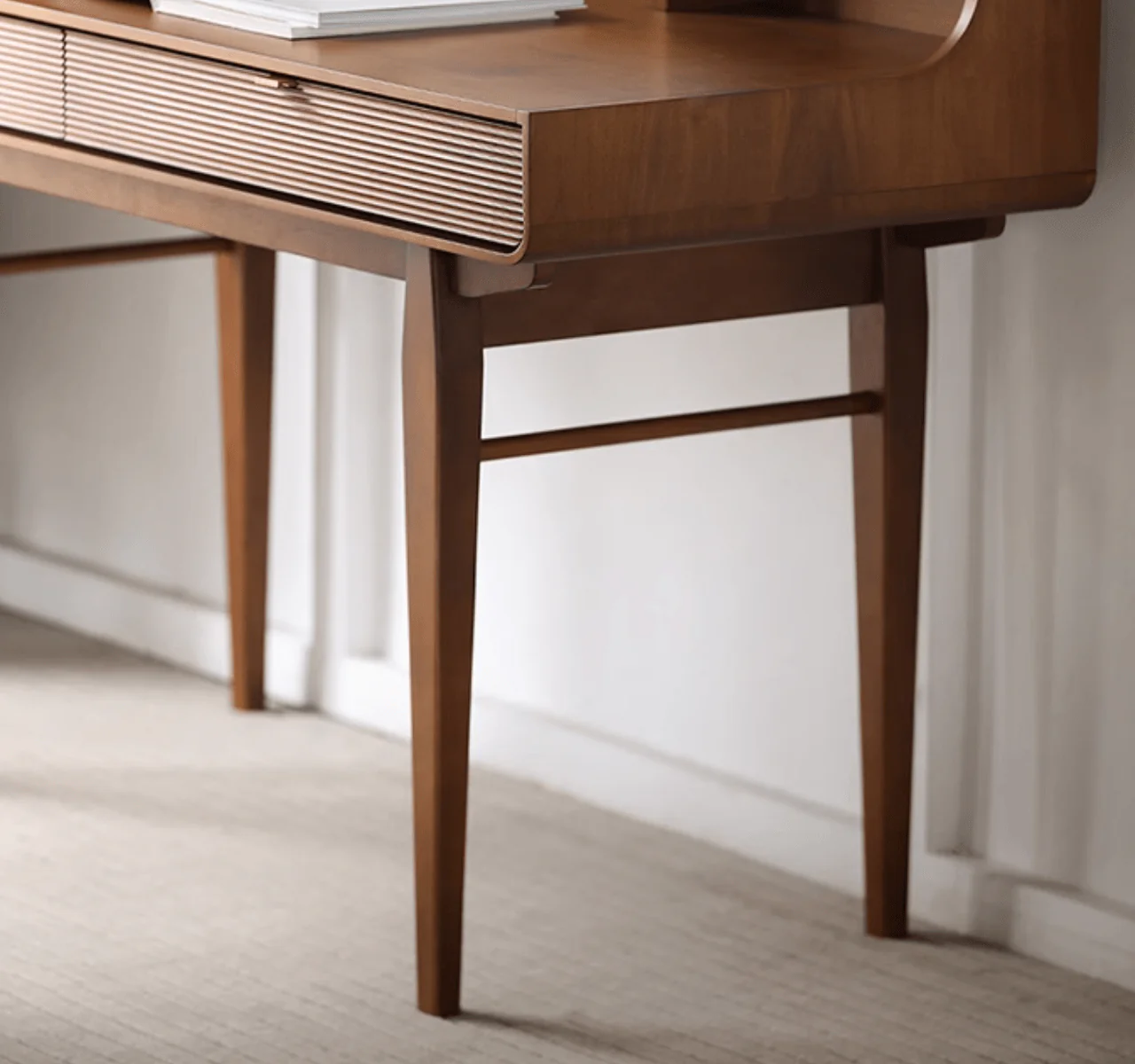 Moran Carved Office Desk, Solid Wood - Image 7
