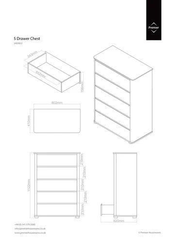 Moritz Black High Gloss 5 Drawer Chest - Image 9