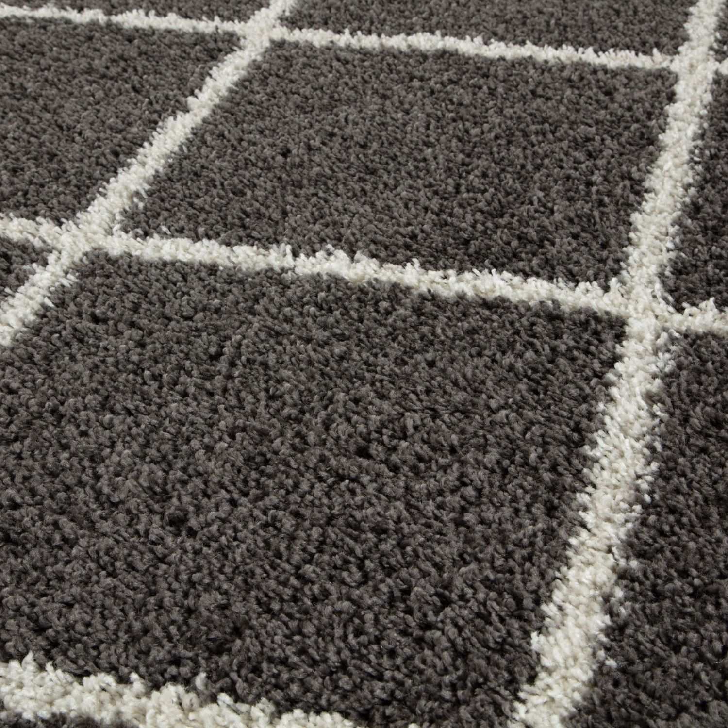 Moroccan Dark Grey Shaggy Rug | 540 - Image 2
