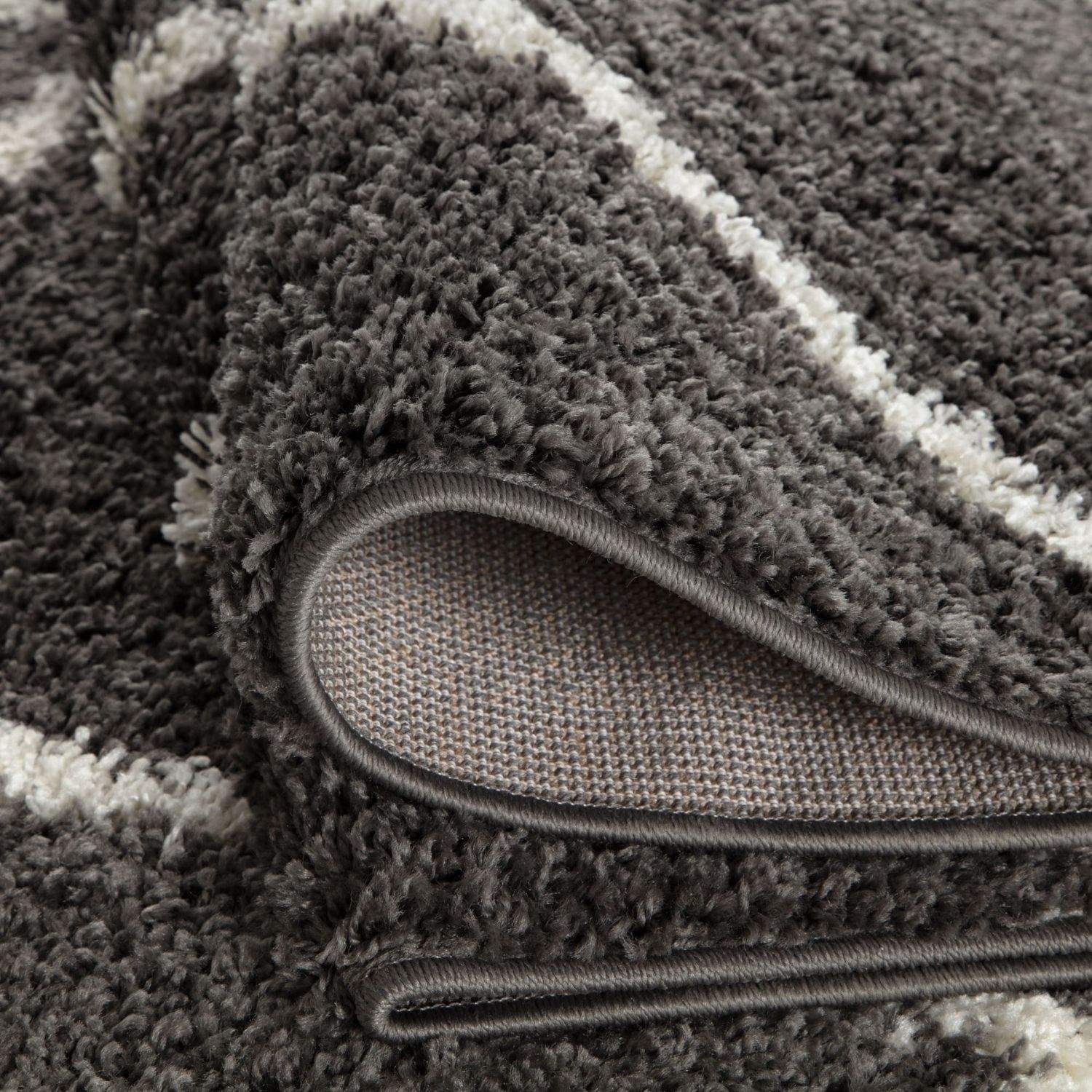 Moroccan Dark Grey Shaggy Rug | 540 - Image 3