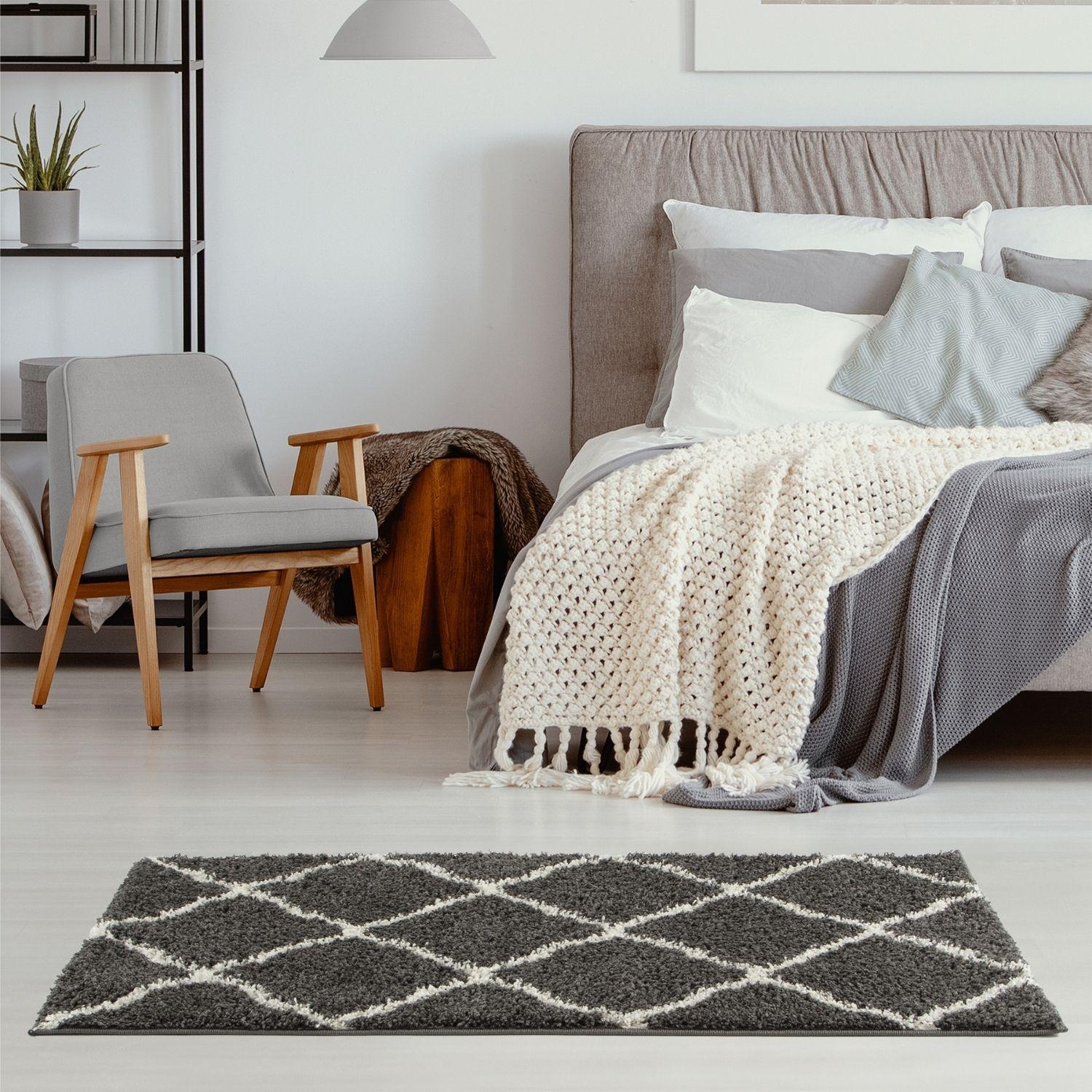 Moroccan Dark Grey Shaggy Rug | 740 - Image 10