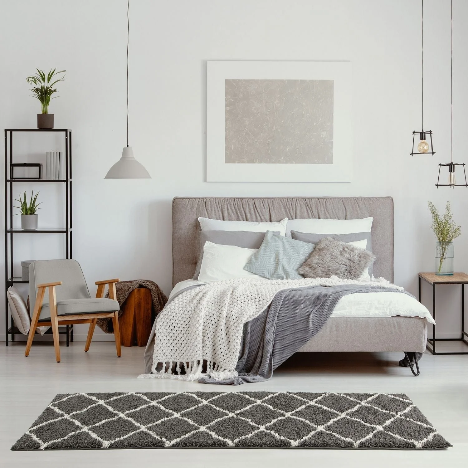 Moroccan Dark Grey Shaggy Rug | 740 - Image 16