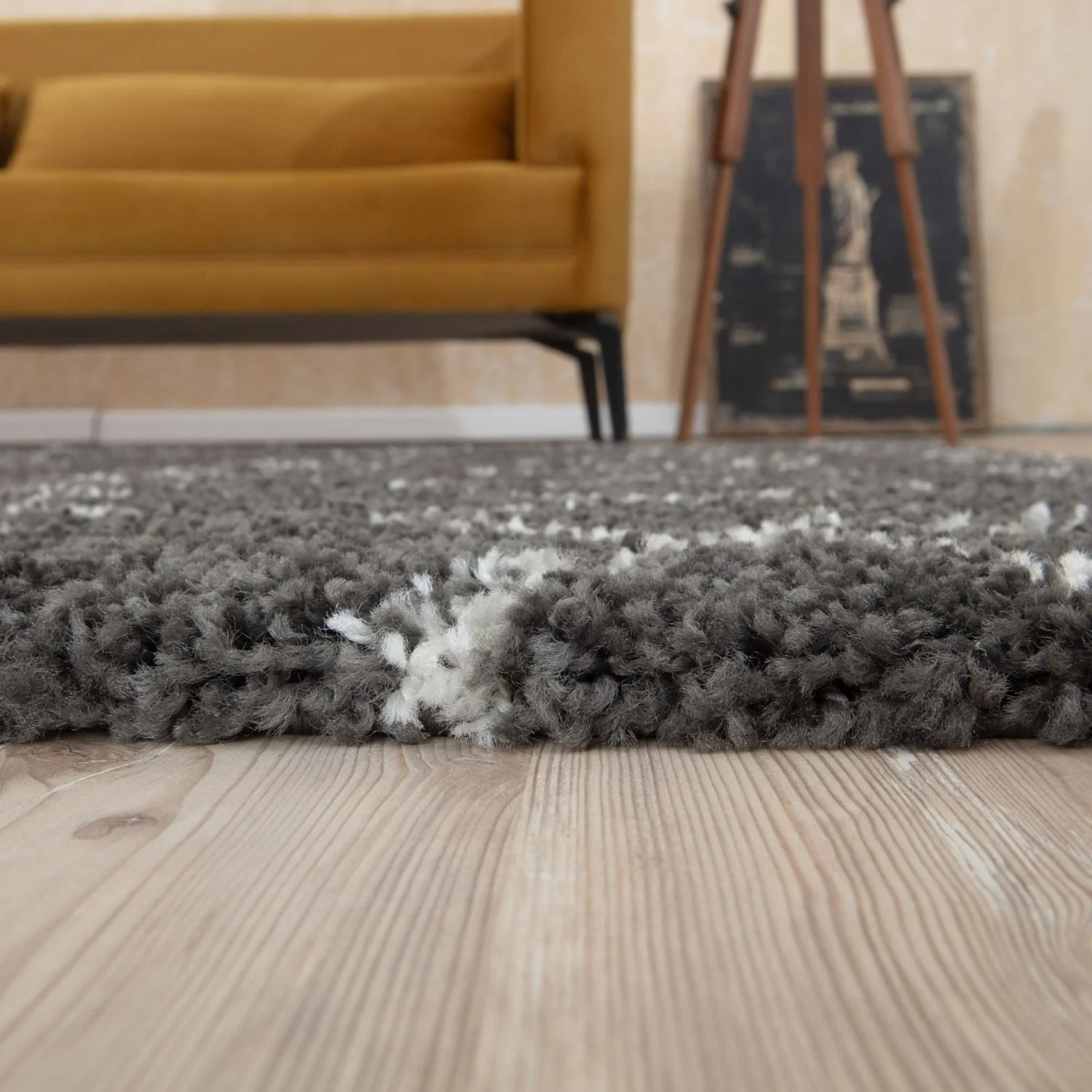 Moroccan Dark Grey Shaggy Rug | 840 - Image 5