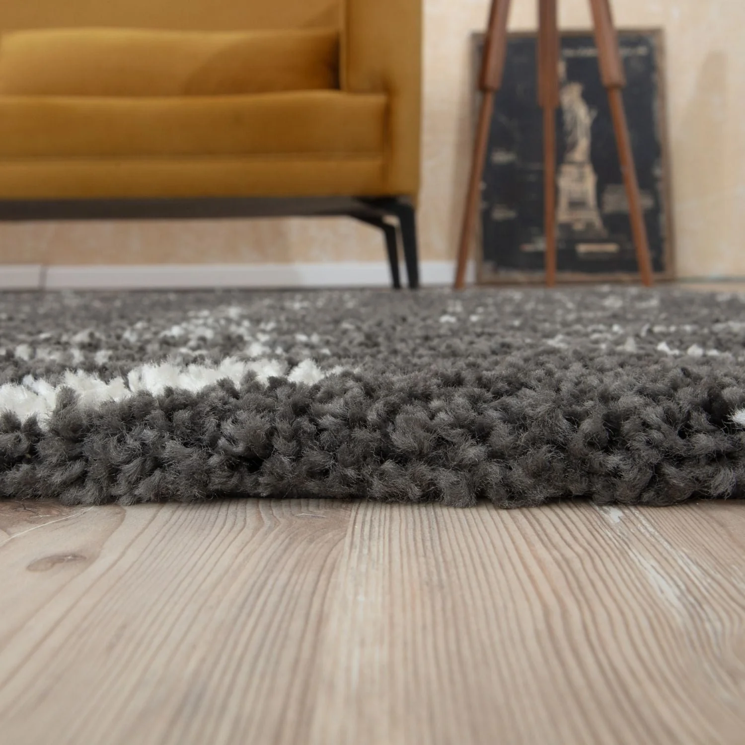 Moroccan Dark Grey Shaggy Rug | 940 - Image 7