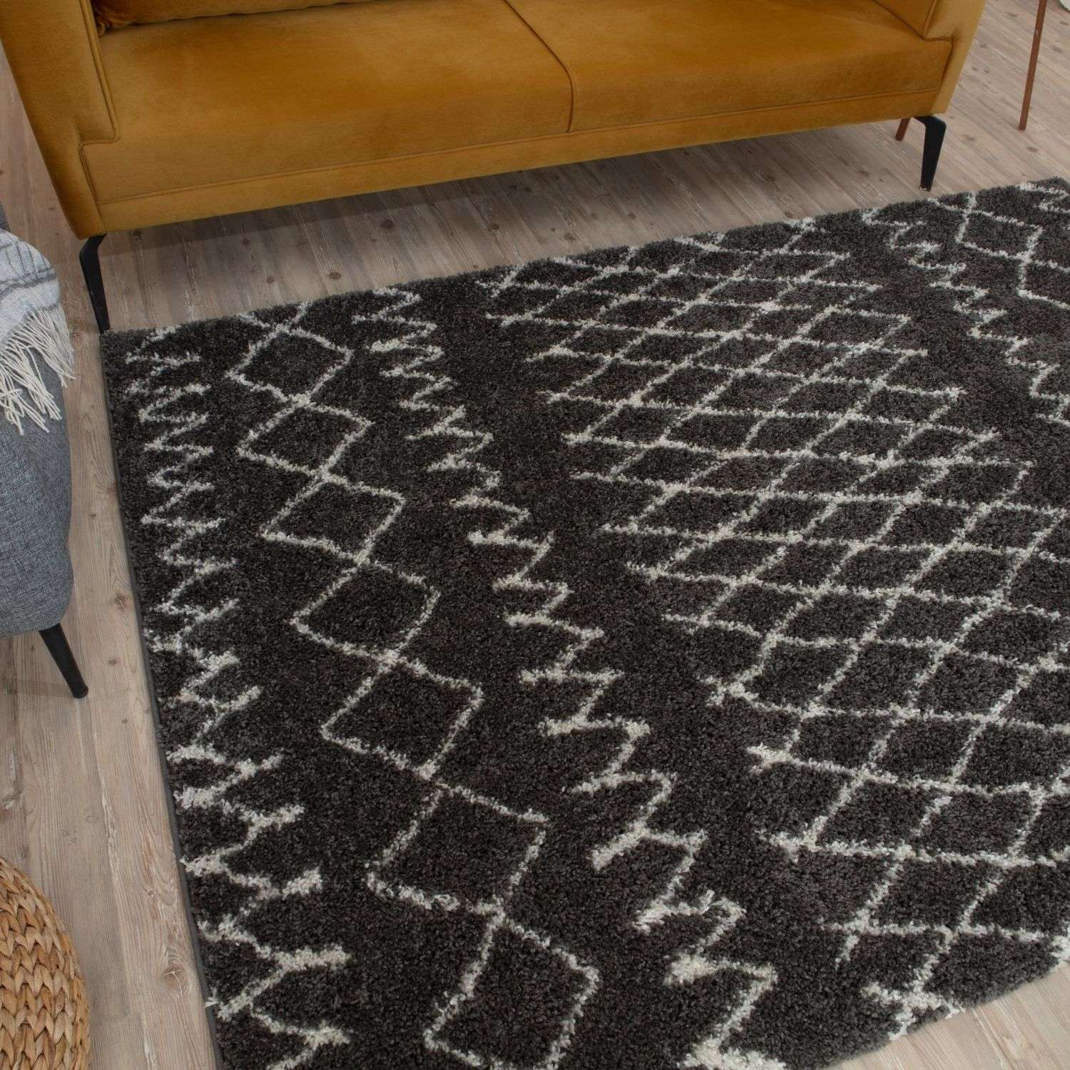 Moroccan Dark Grey Shaggy Rug | 940 - Image 8