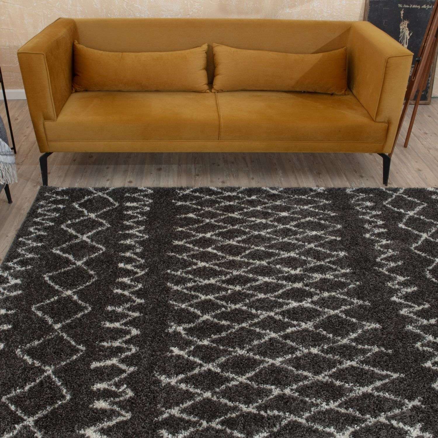 Moroccan Dark Grey Shaggy Rug | 940 - Image 9