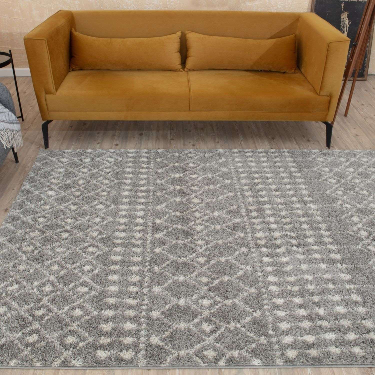 Moroccan Grey Shaggy Rug | 1010 - Image 5