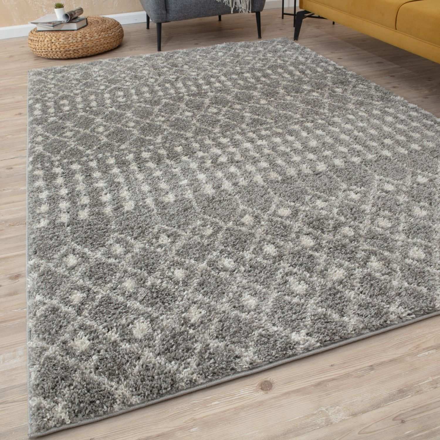 Moroccan Grey Shaggy Rug | 1010 - Image 9