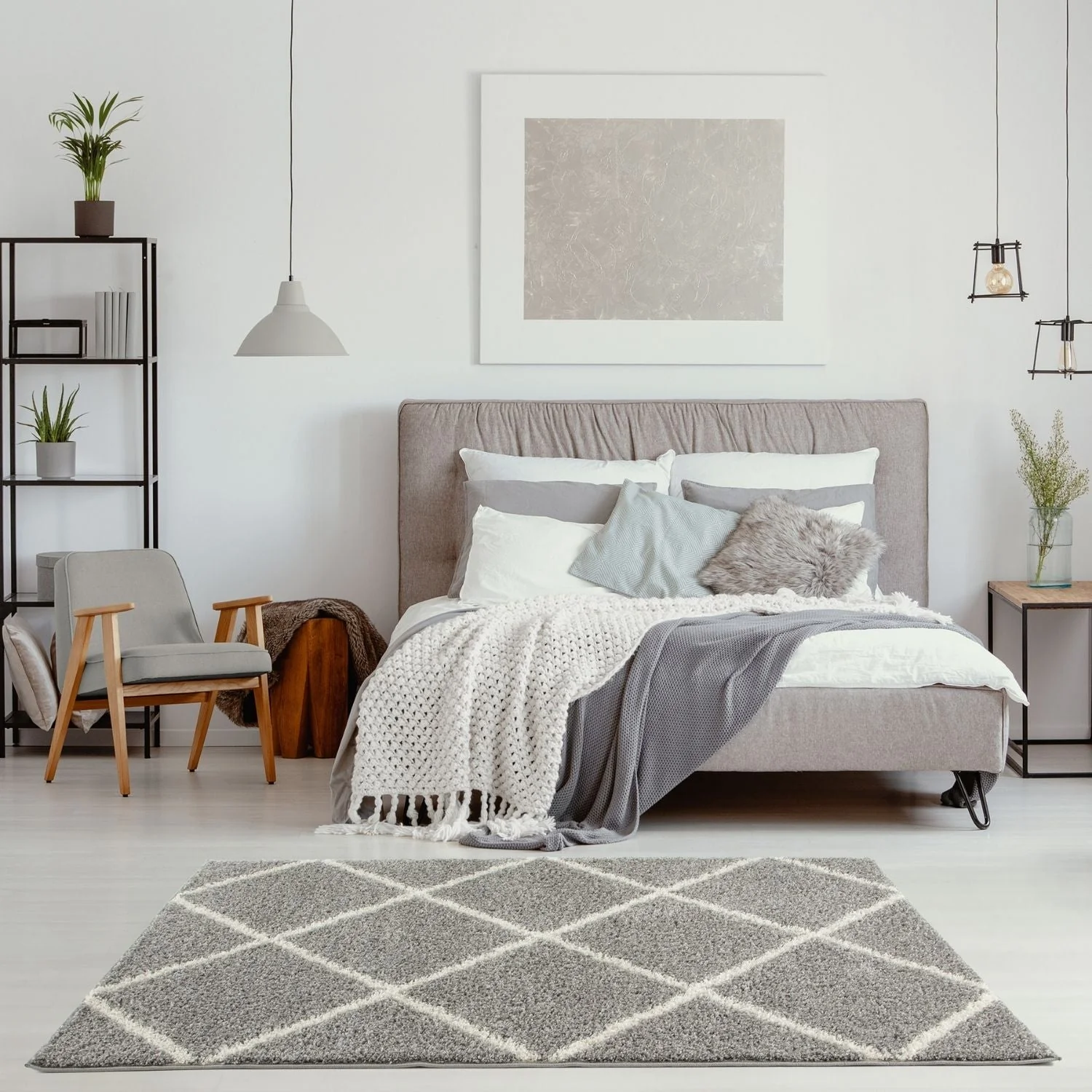 Moroccan Grey Shaggy Rug | 510 - Image 10