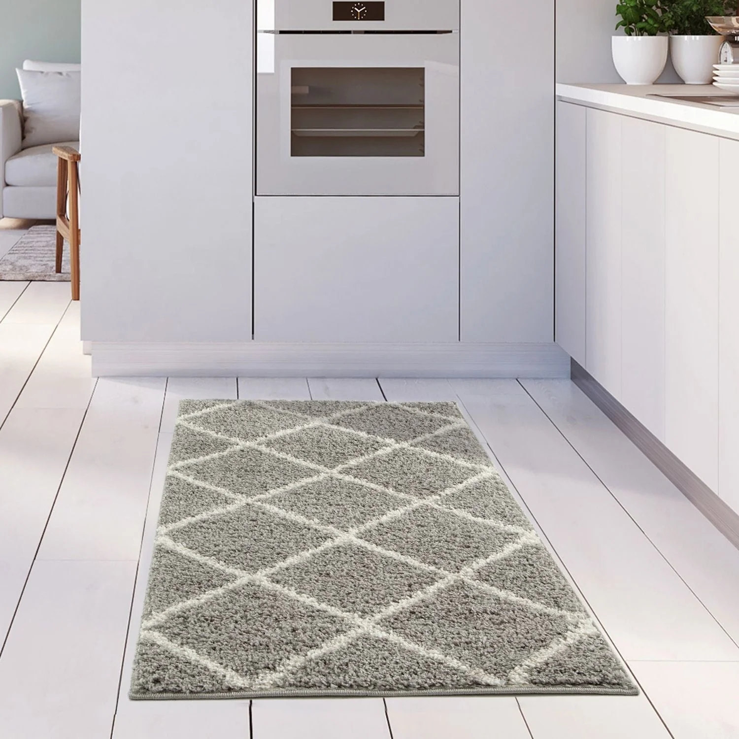 Moroccan Grey Shaggy Rug | 510 - Image 12