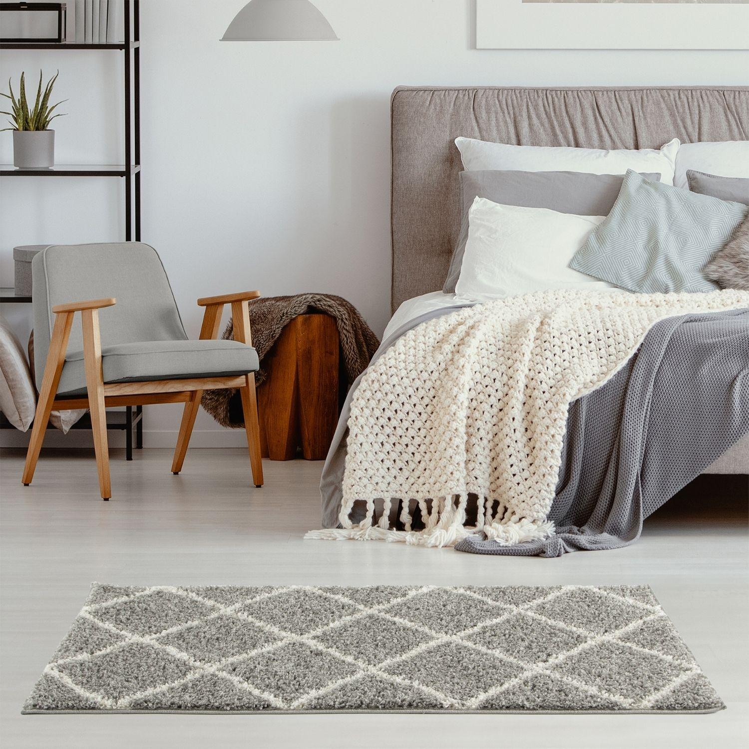 Moroccan Grey Shaggy Rug | 510 - Image 13
