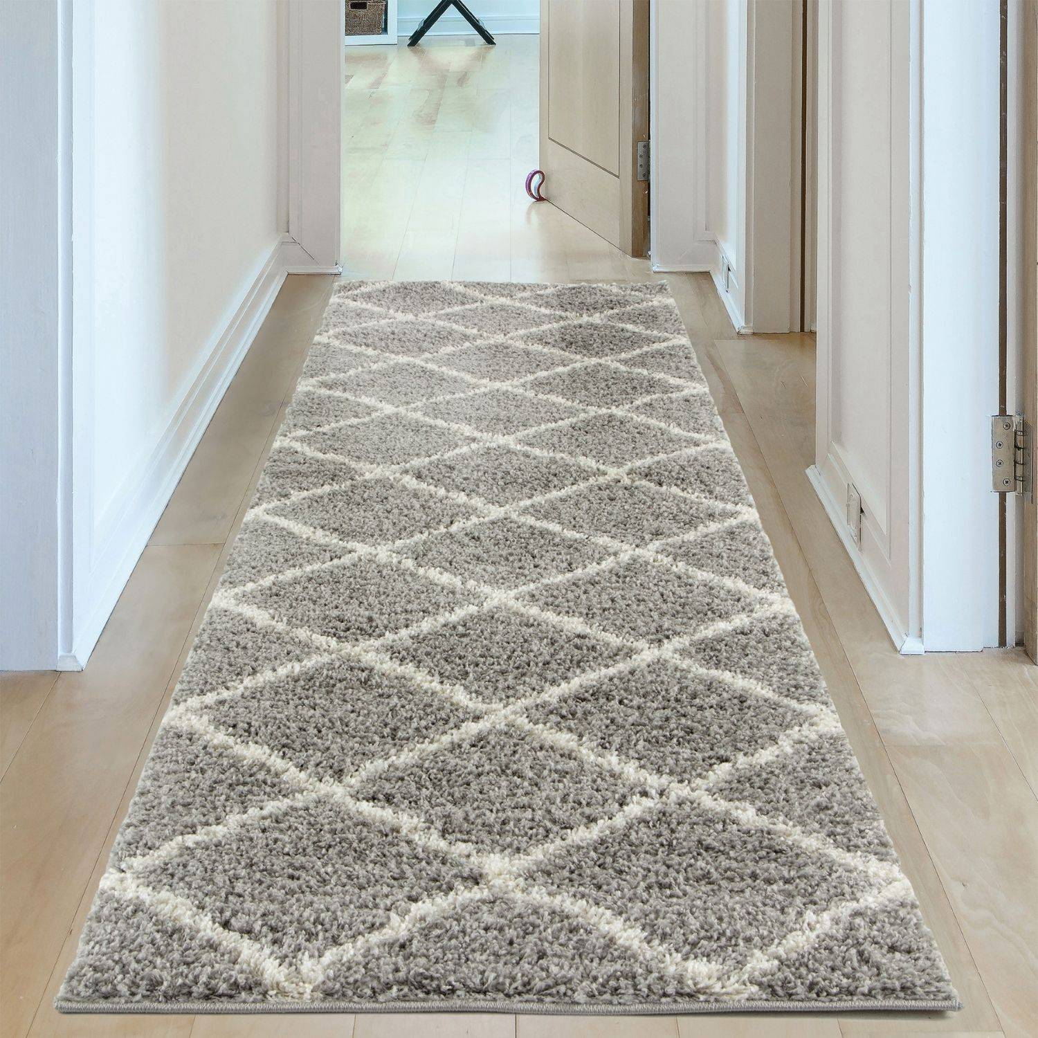 Moroccan Grey Shaggy Rug | 510 - Image 17