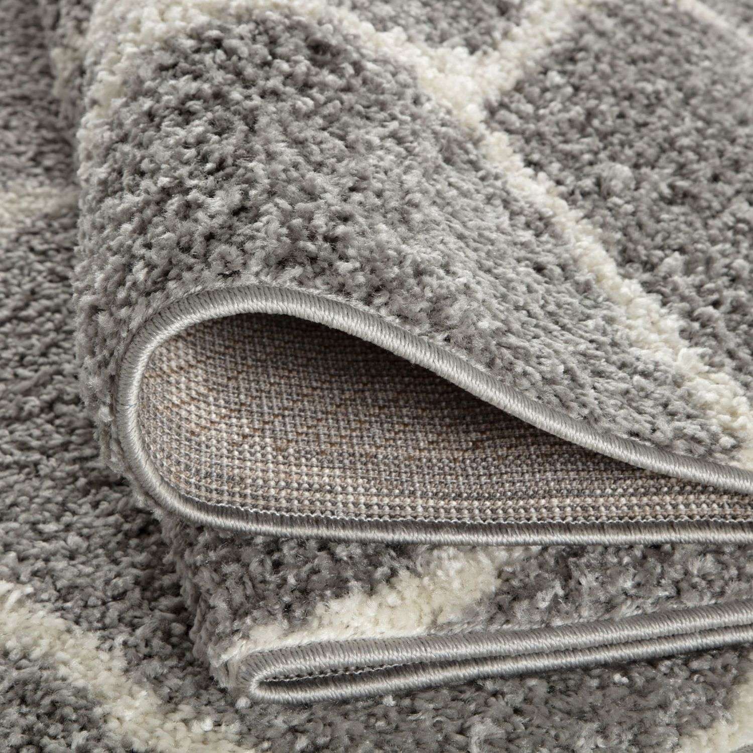 Moroccan Grey Shaggy Rug | 510 - Image 4