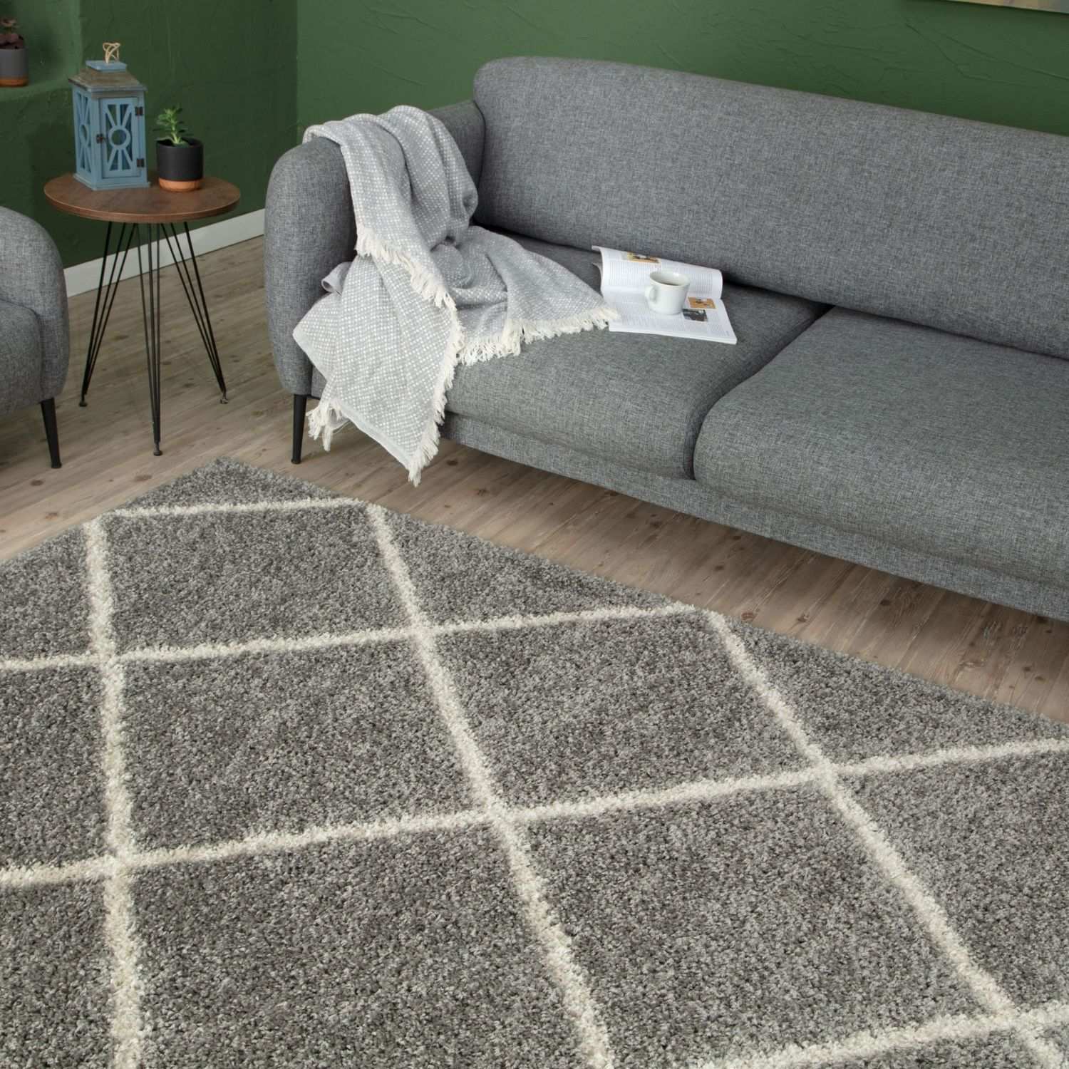 Moroccan Grey Shaggy Rug | 510 - Image 7