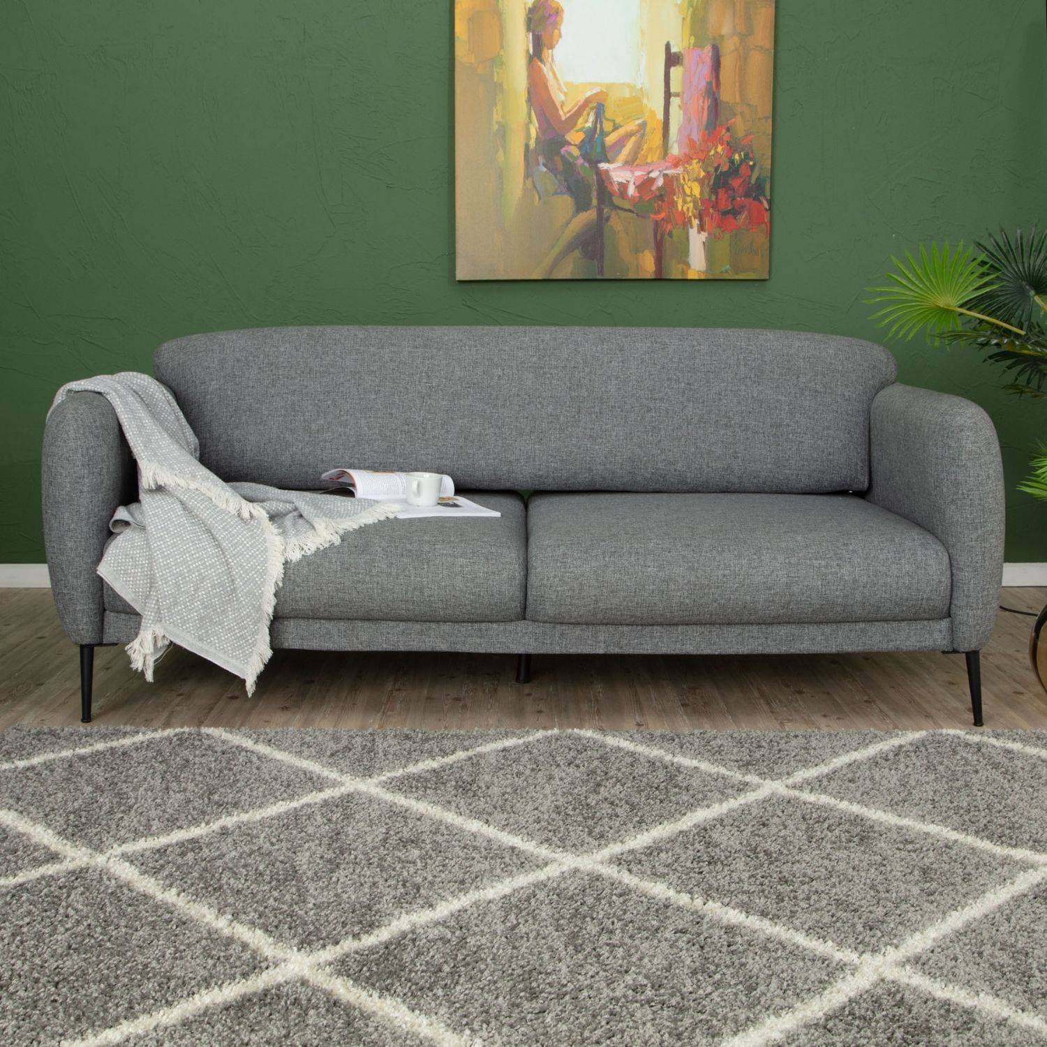 Moroccan Grey Shaggy Rug | 510 - Image 8