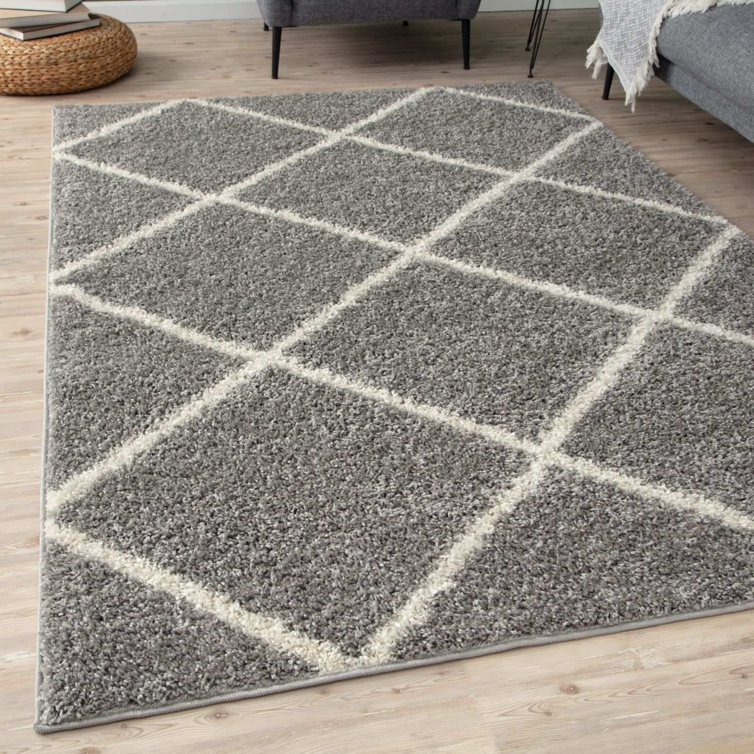 Moroccan Grey Shaggy Rug | 510 - Image 9