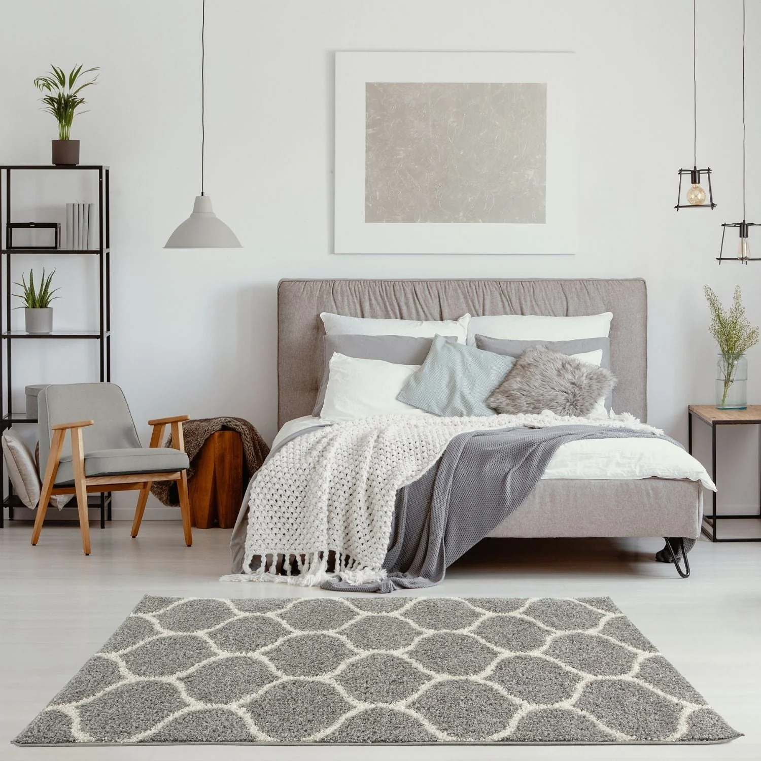 Moroccan Grey Shaggy Rug | 610 - Image 10