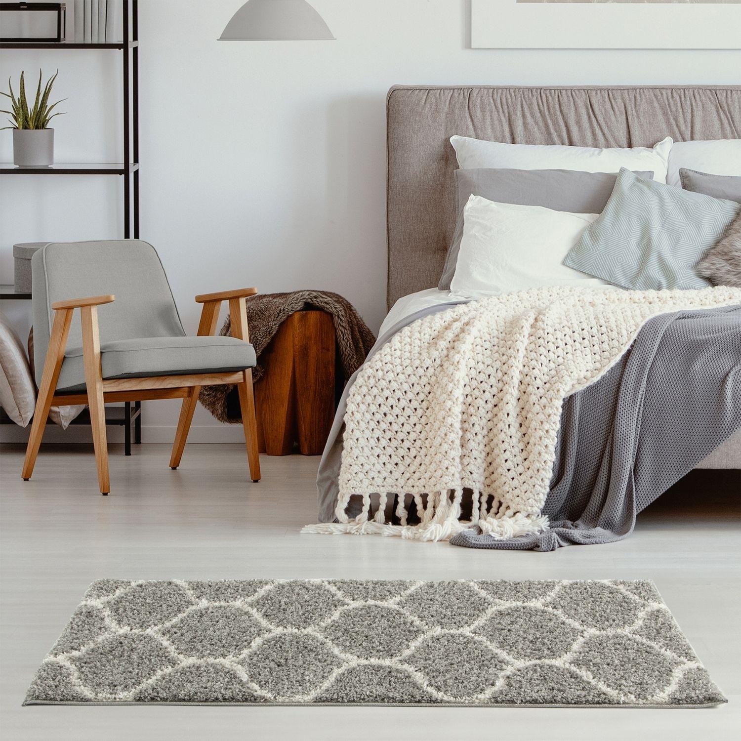 Moroccan Grey Shaggy Rug | 610 - Image 12