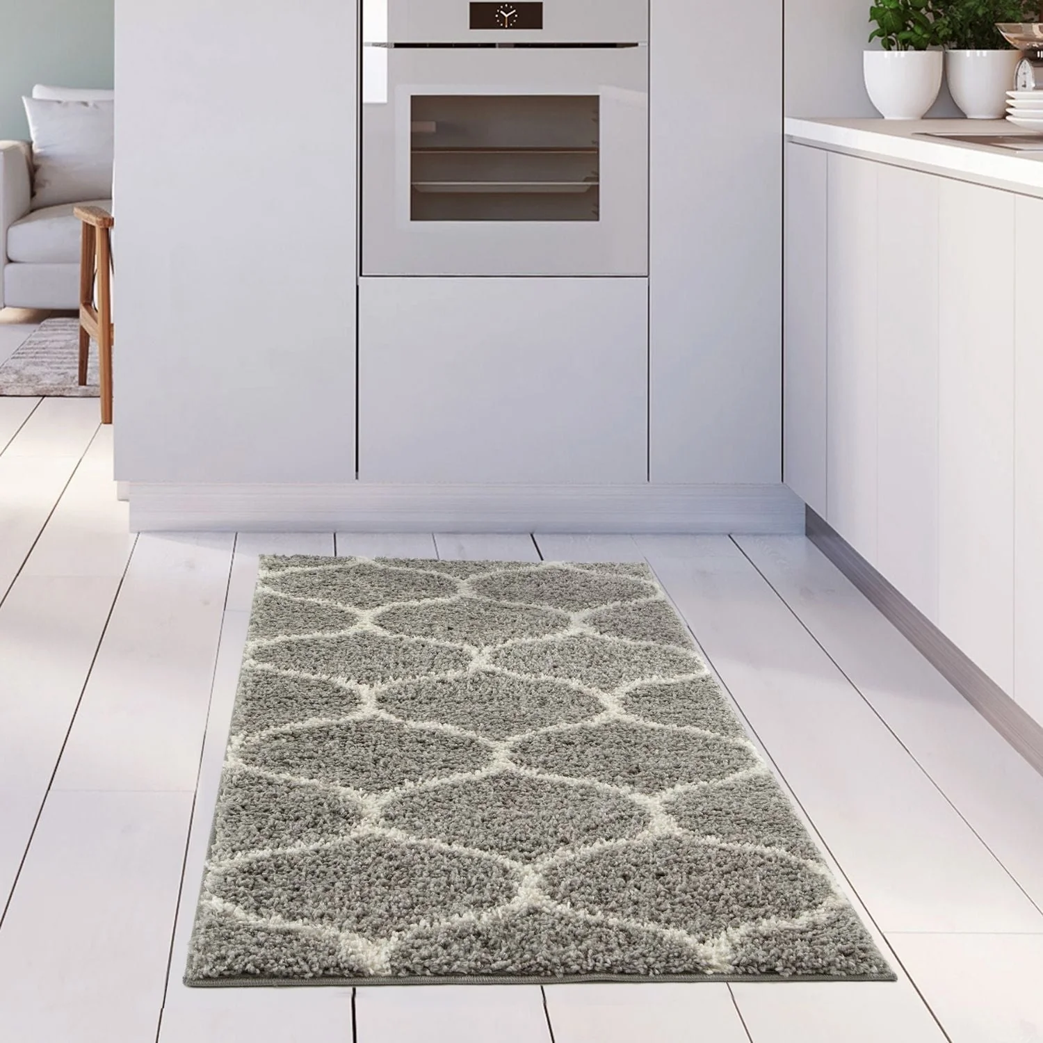 Moroccan Grey Shaggy Rug | 610 - Image 13