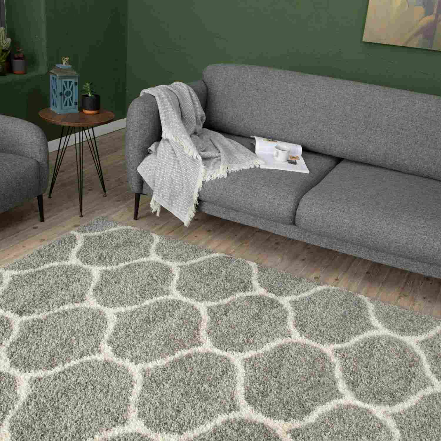 Moroccan Grey Shaggy Rug | 610 - Image 7