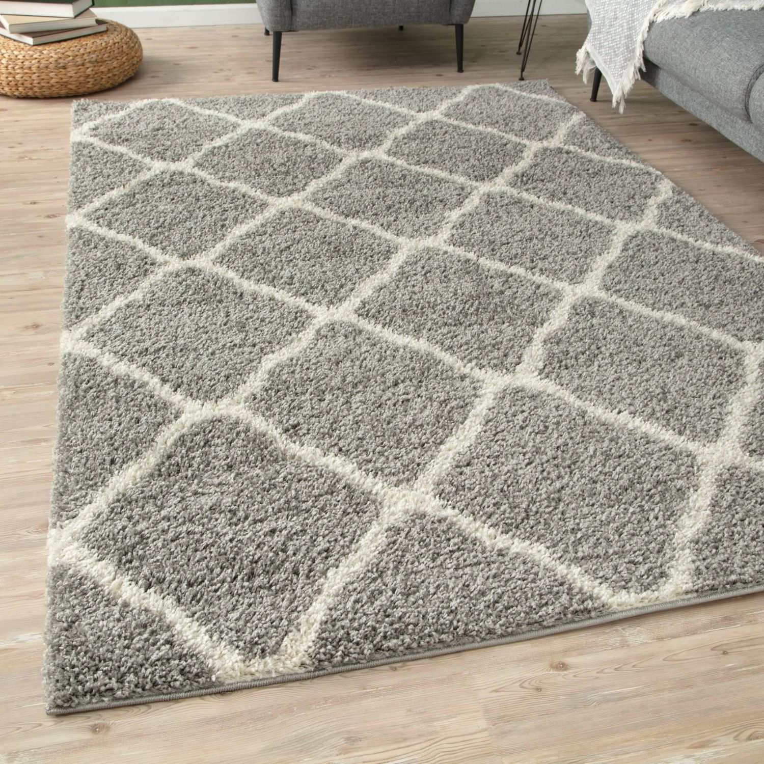 Moroccan Grey Shaggy Rug | 710 - Image 11
