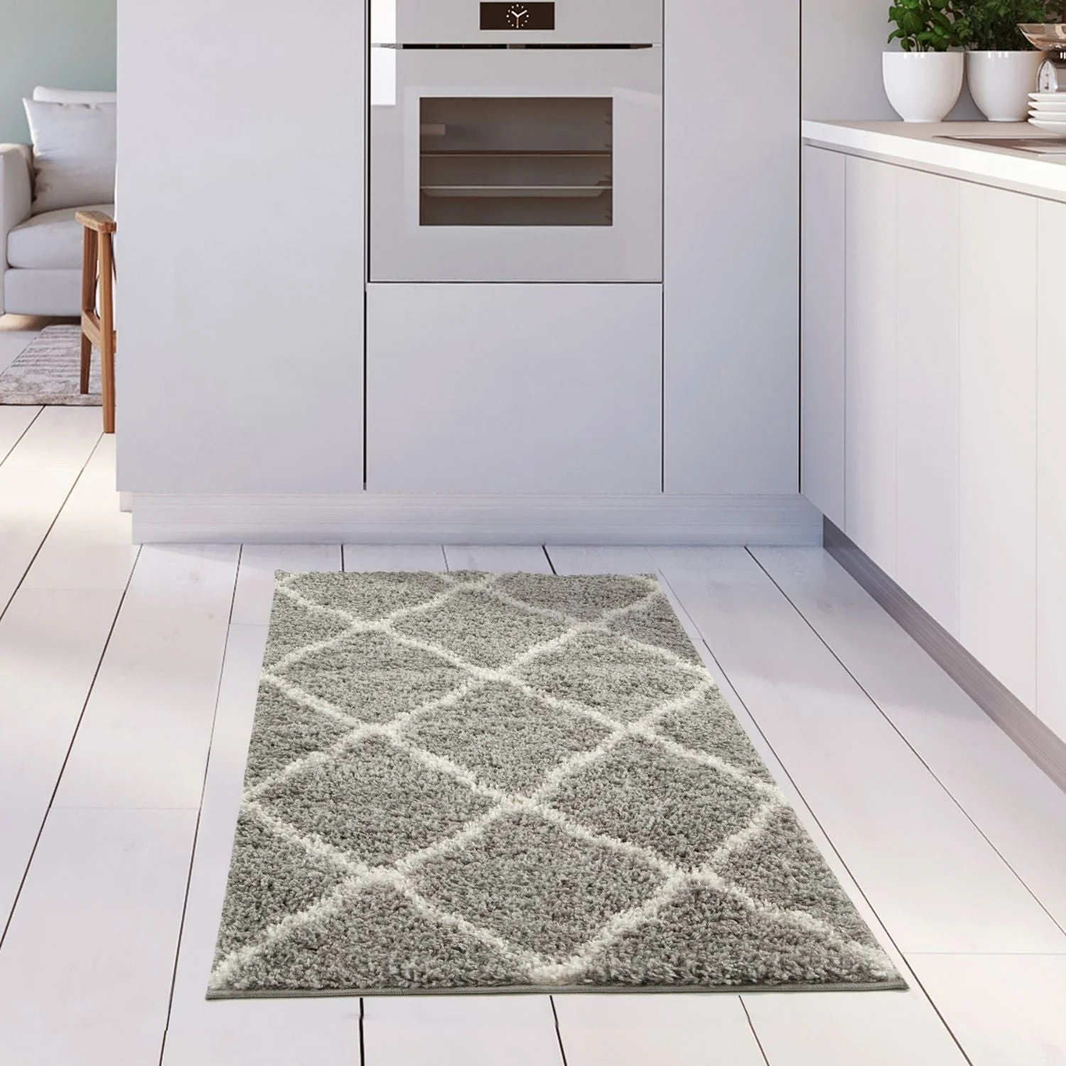 Moroccan Grey Shaggy Rug | 710 - Image 14