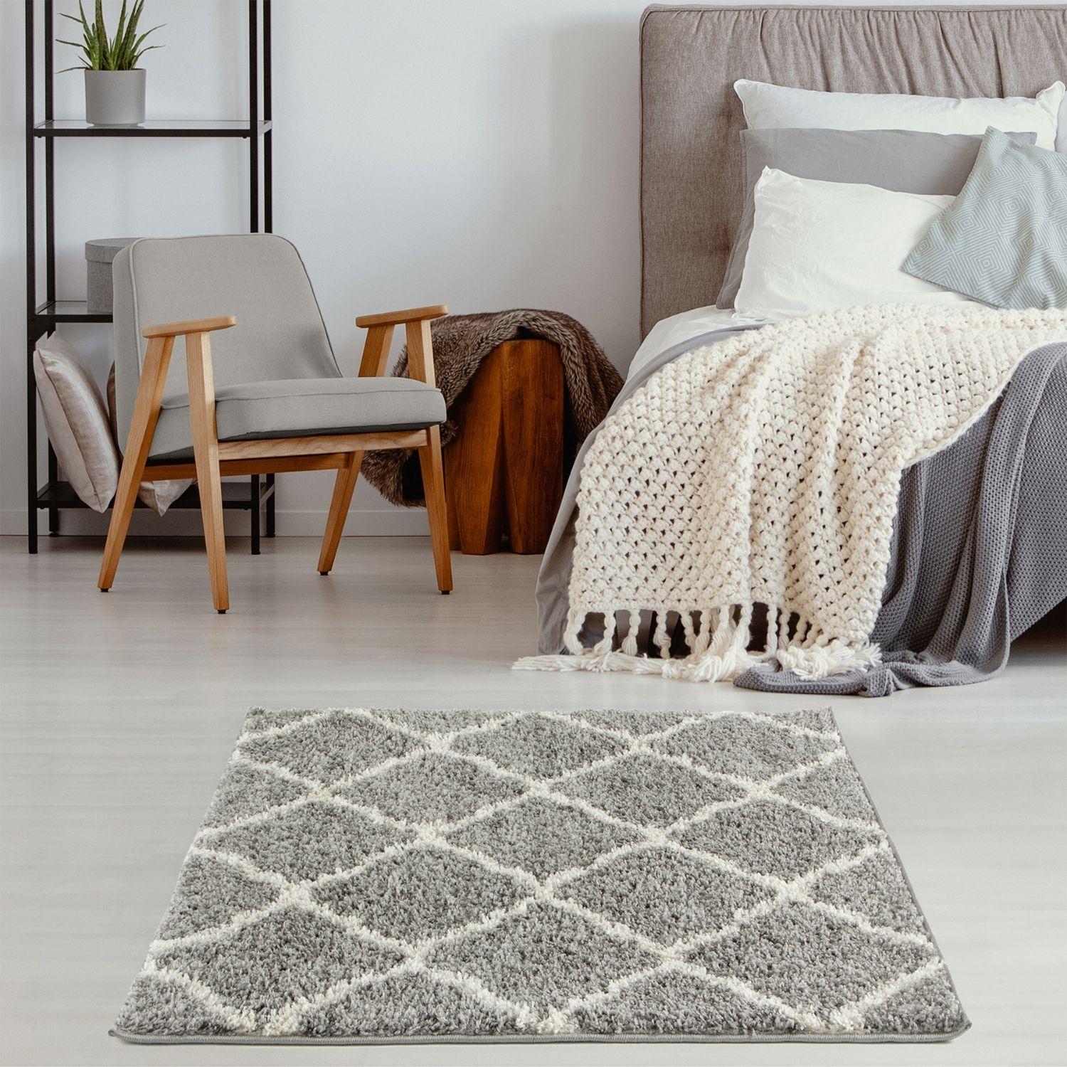 Moroccan Grey Shaggy Rug | 710 - Image 16