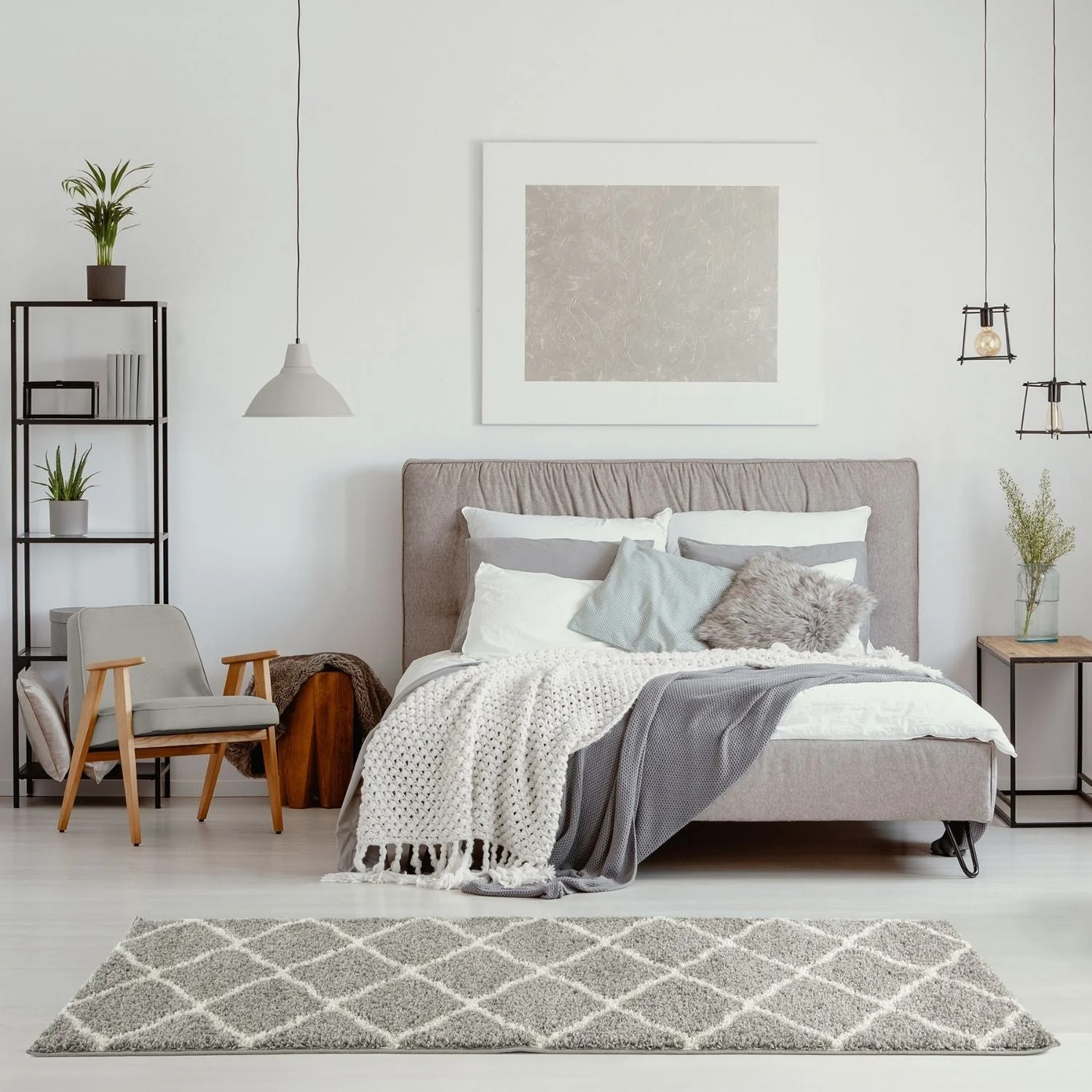 Moroccan Grey Shaggy Rug | 710 - Image 3