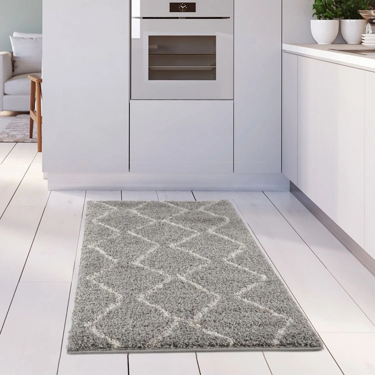 Moroccan Grey Shaggy Rug | 810 - Image 13