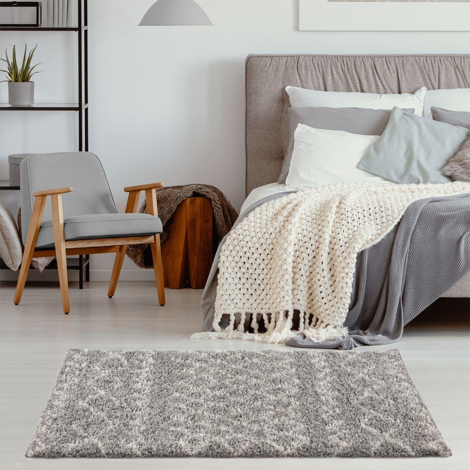 Moroccan Grey Shaggy Rug | 910 - Image 14
