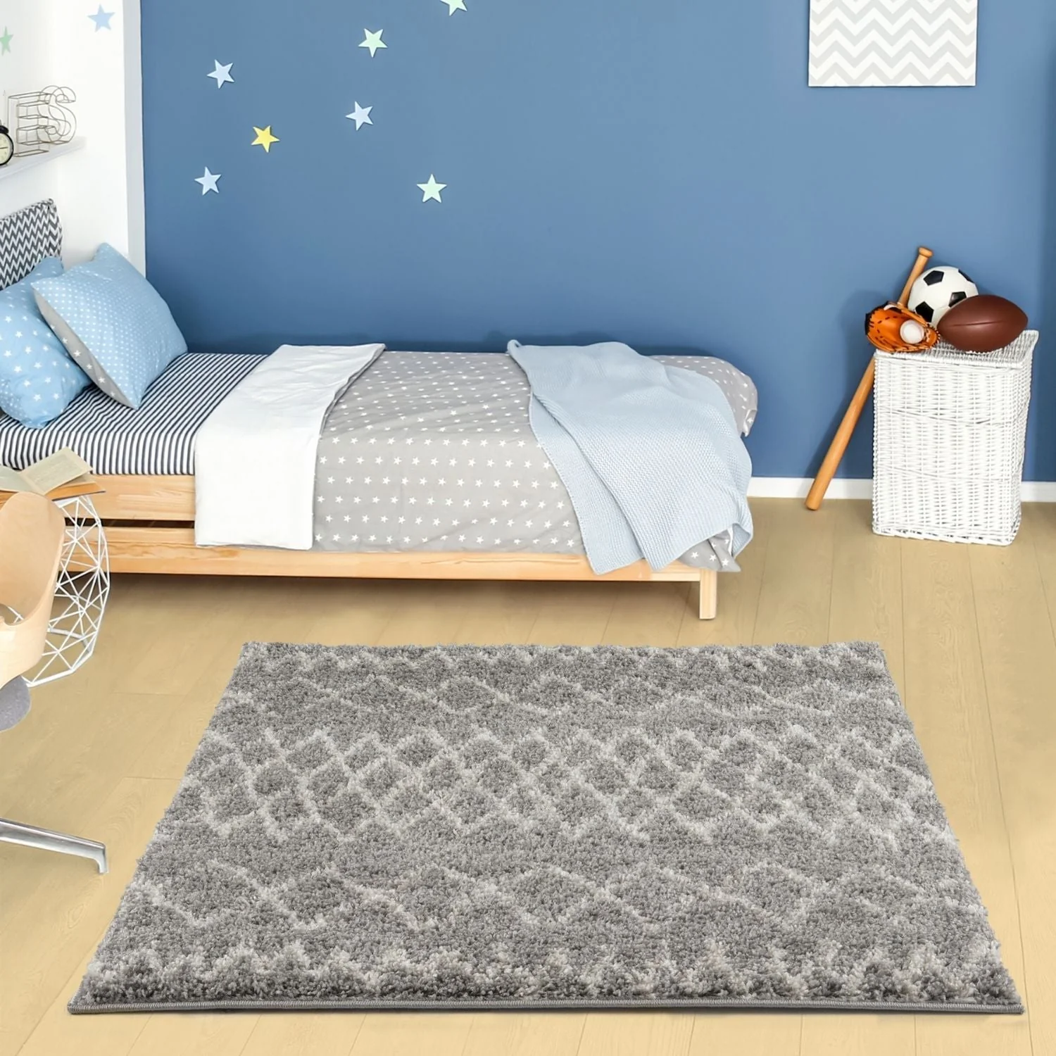 Moroccan Grey Shaggy Rug | 910 - Image 16