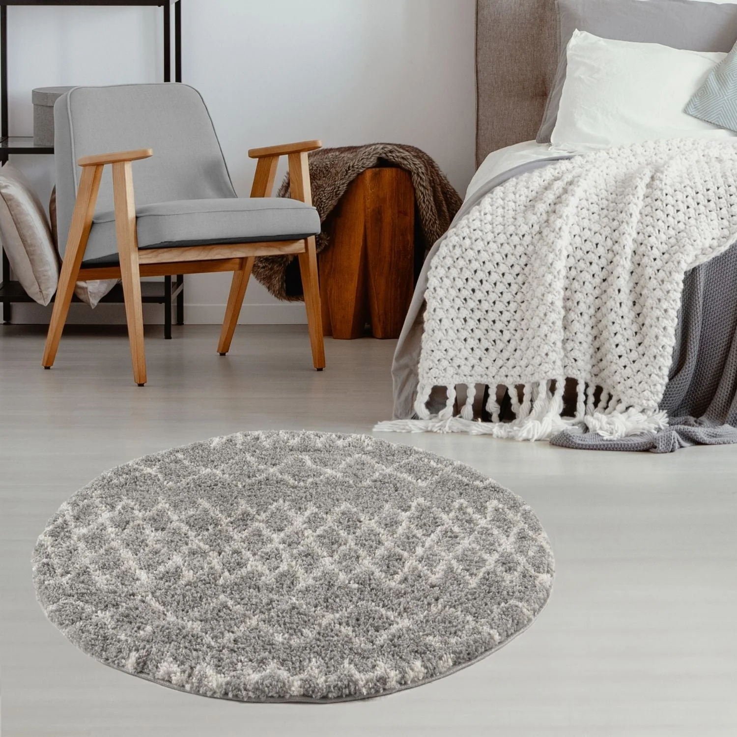 Moroccan Grey Shaggy Rug | 910 - Image 21