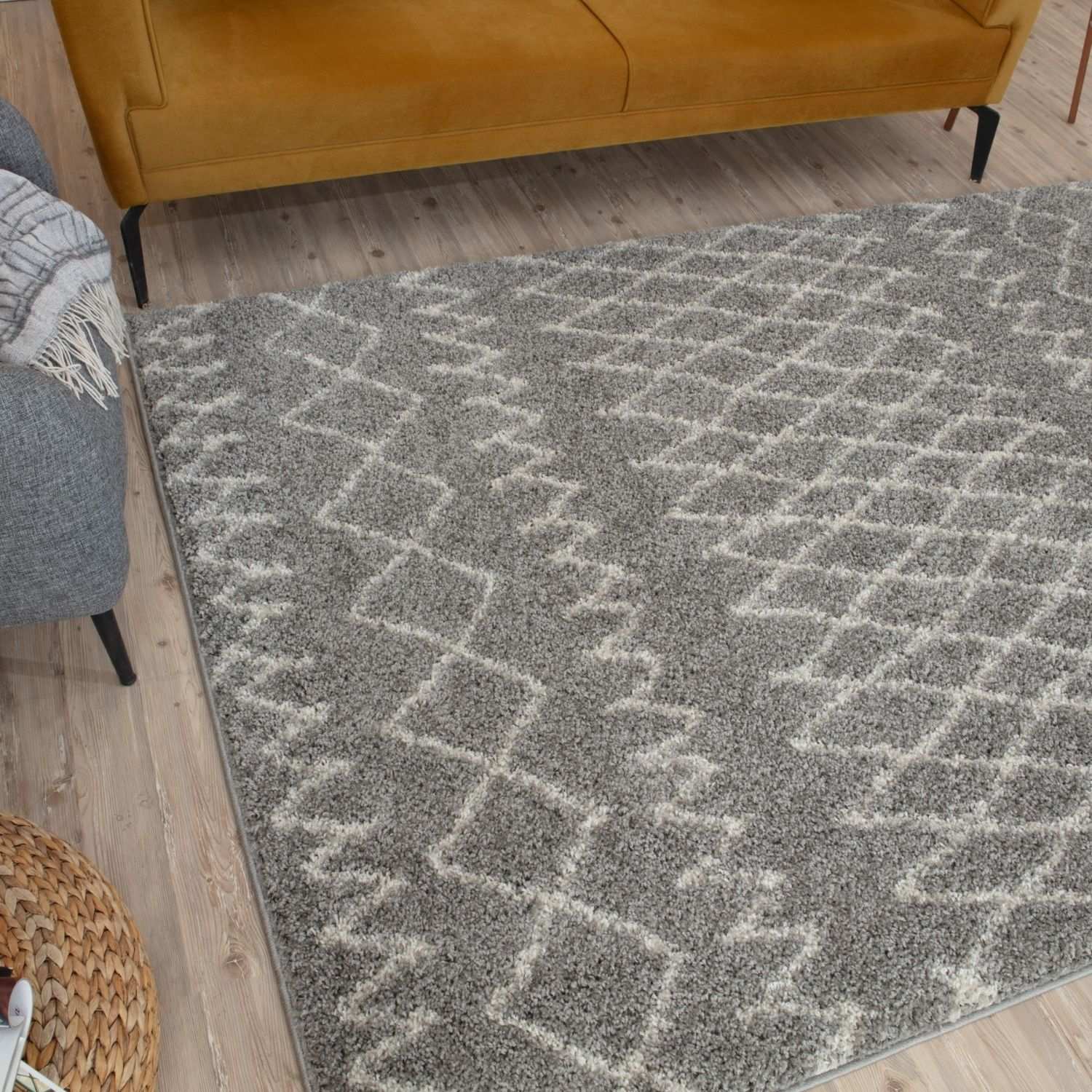 Moroccan Grey Shaggy Rug | 910 - Image 7
