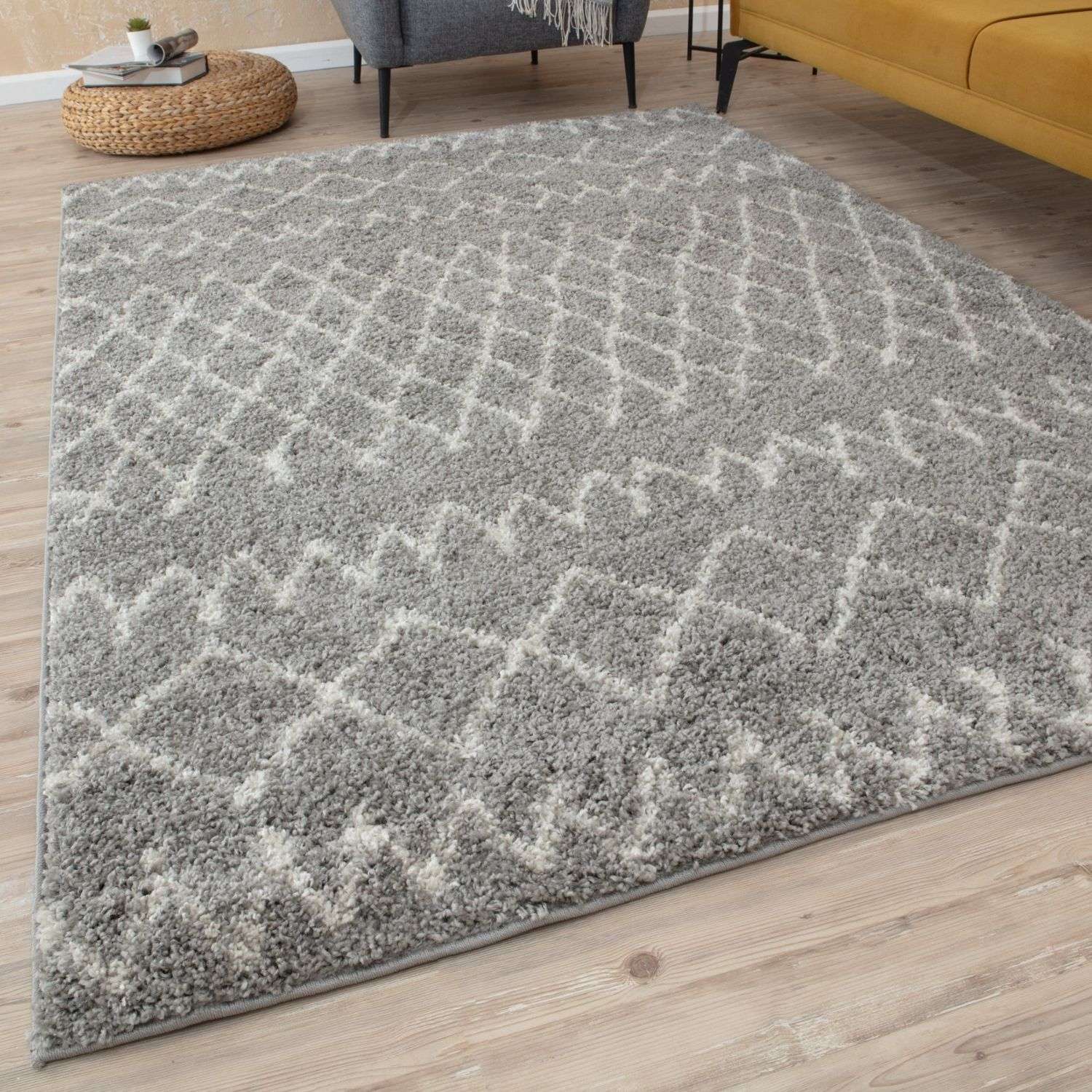 Moroccan Grey Shaggy Rug | 910 - Image 9